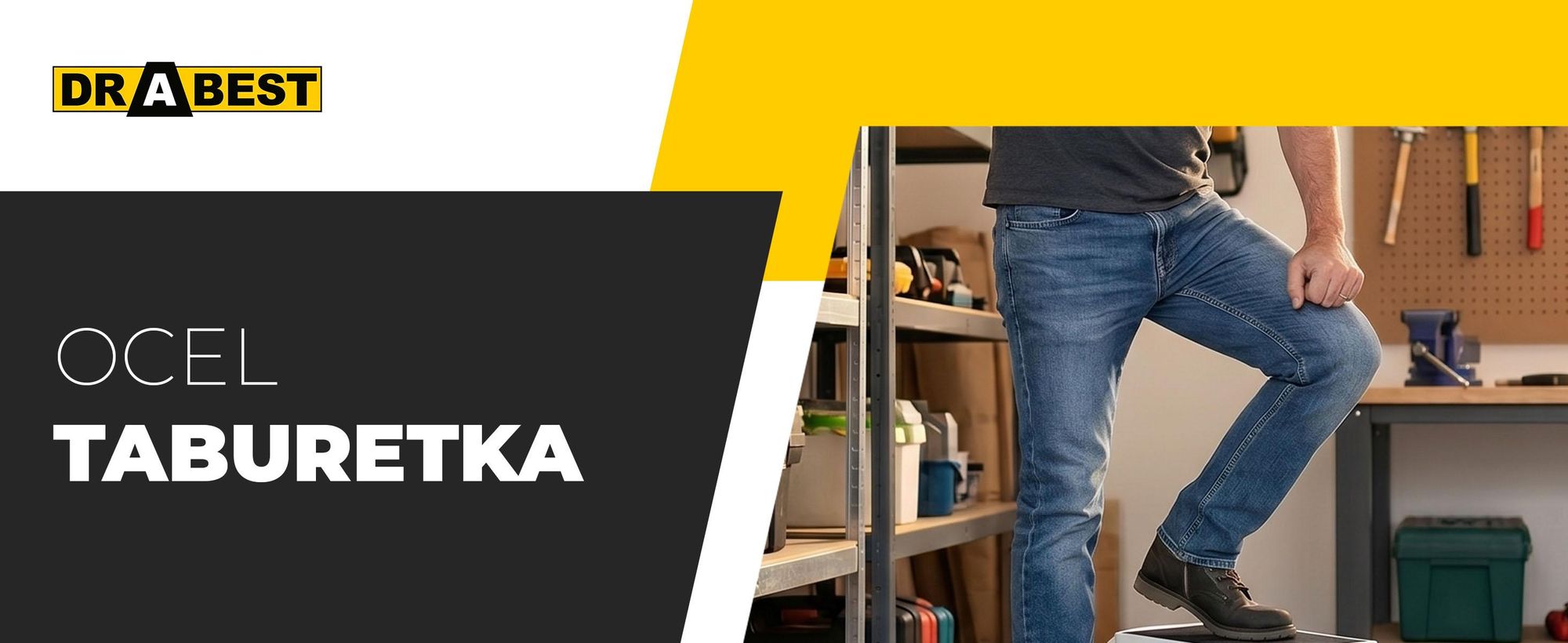 Drabest | Oceľová Stolička 2 Stupne, Stabilná A Odolná, Protišmykové Nožičky, Nosnosť 150 kg, Pre Domácnosť Kanceláriu A Opravy