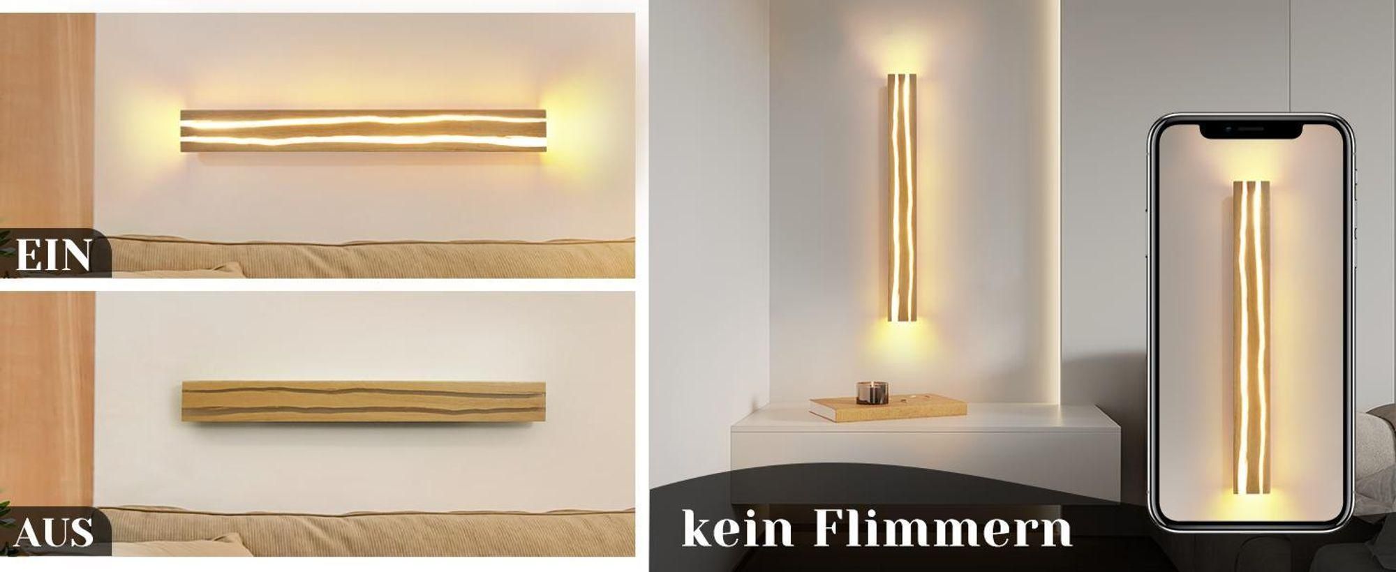 ZMH LED wandlamp, binnen, hout, 80 cm, wandlamp voor woonkamer, 13W, warm wit, 3000K, wandlamp voor hal, modern, lange gang, wandverlichting voor trappenhuis, slaapkamer