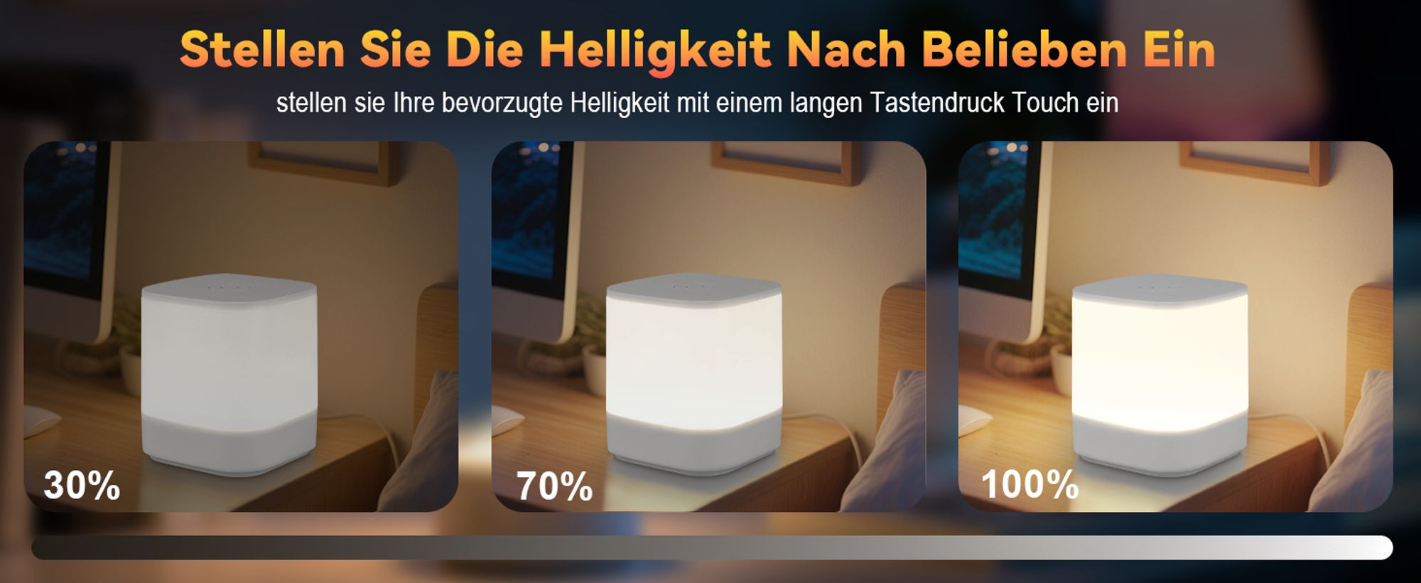 ZMH LED Nachtlicht 2ER Touch Dimmbar Tischlampe Akku 1800mAH USB Aufladbar Weiß Nachttischlampe Kabellos mit 3 Farbtemperaturen Timing Funktion