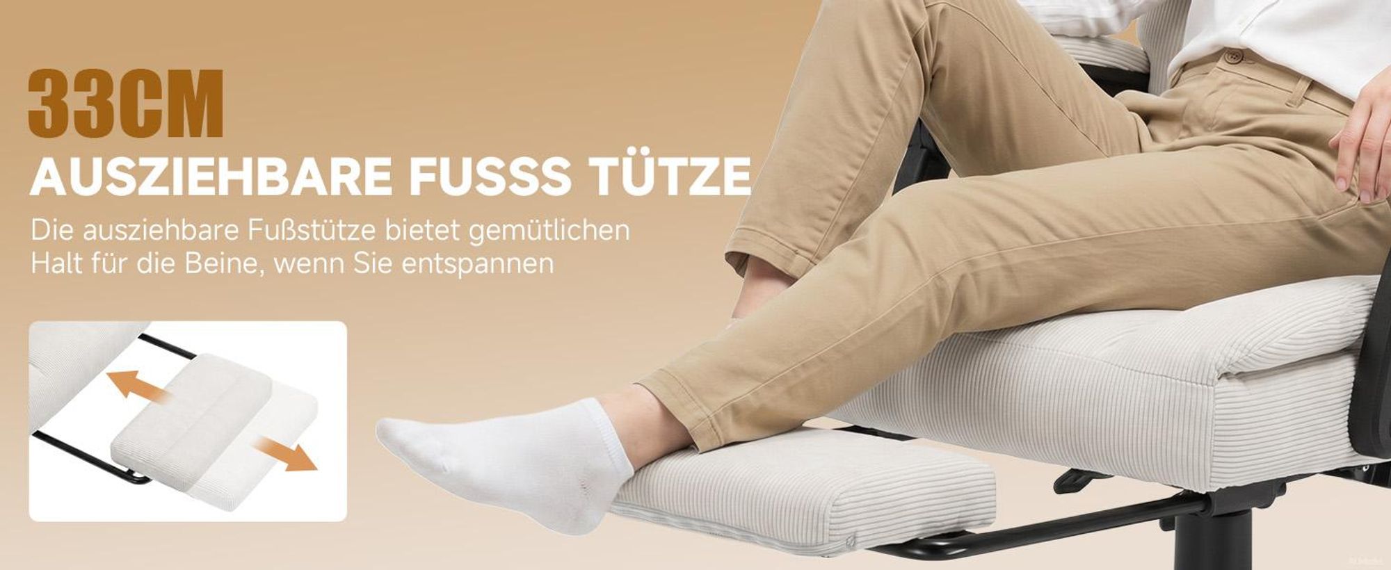 GTPLAYER Gaming Stuhl, Ergonomischer Bürostuhl mit Fußstütze und Lendenstütze, Hochlehner Chefsessel für Große, breiter Computersessel, Höhenverstellb