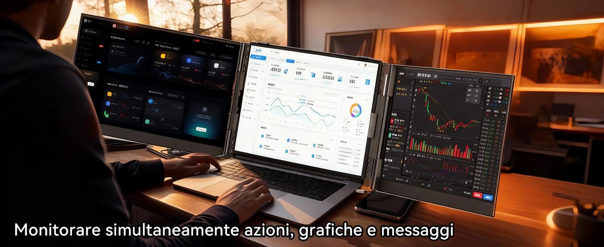 Blackview DCM6, monitor portatile da 14", monitor per laptop a doppio schermo, ultrasottile, FHD, compatibile con laptop da 13,3" a 17,3", ruotabile a 180°, compatibile con Windows/Mac/Android