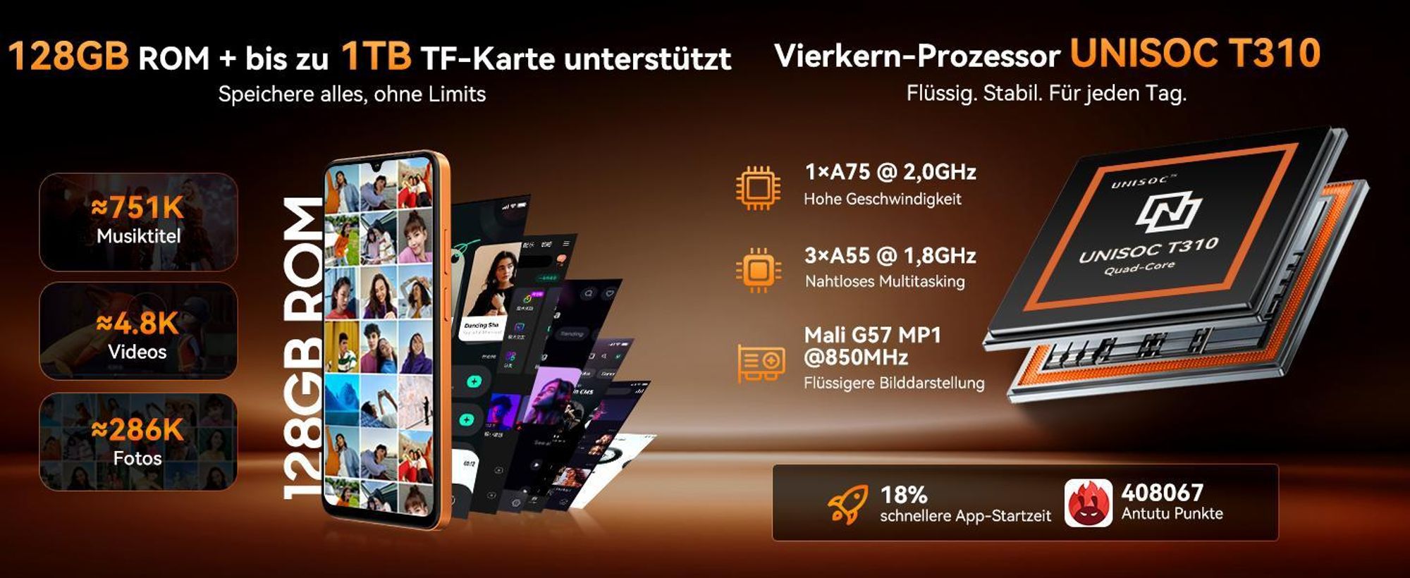 Blackview Wave 10C smartphone Ohne Vertrag, Android 16, 6.88", 120Hz, 1080p, Dual SIM, Face ID, 5000 mAh, Gemini AI, DokeOS 5.0, 1080p, 4G