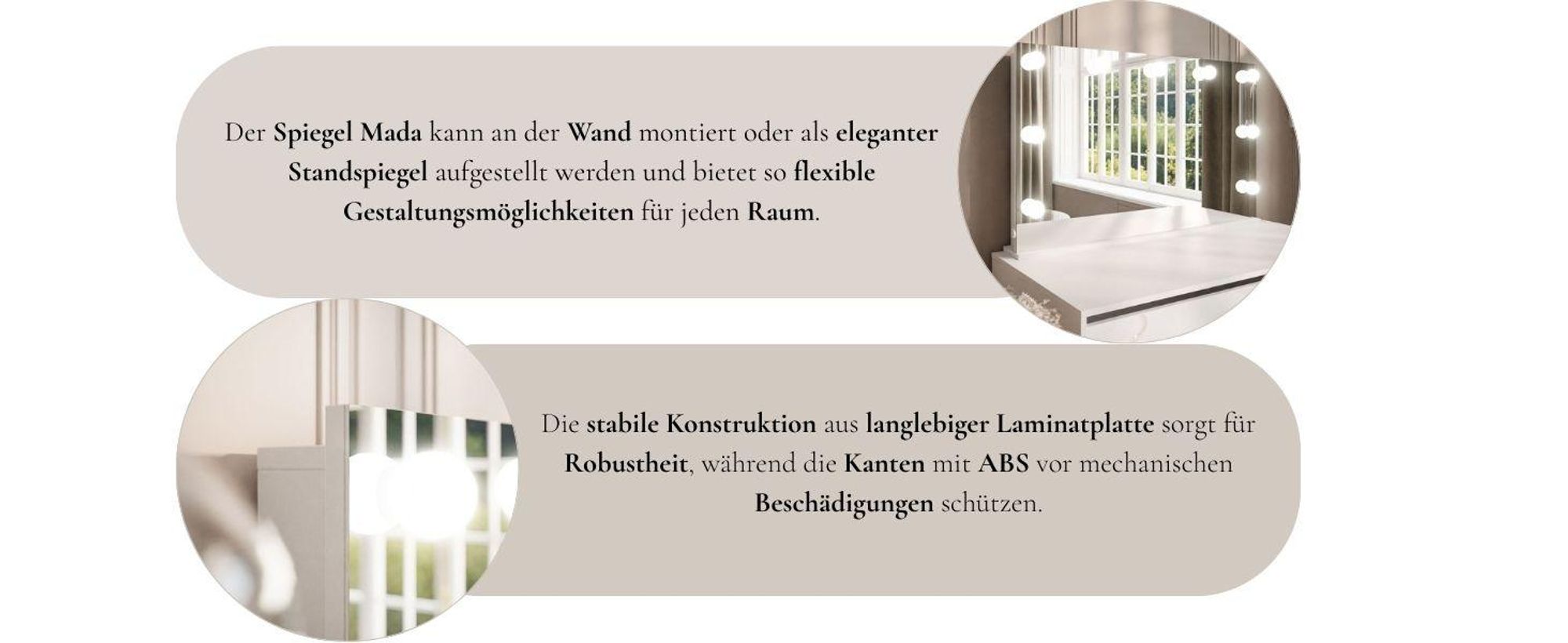 Spiegel mit Beleuchtung MADA ELITE Weiß