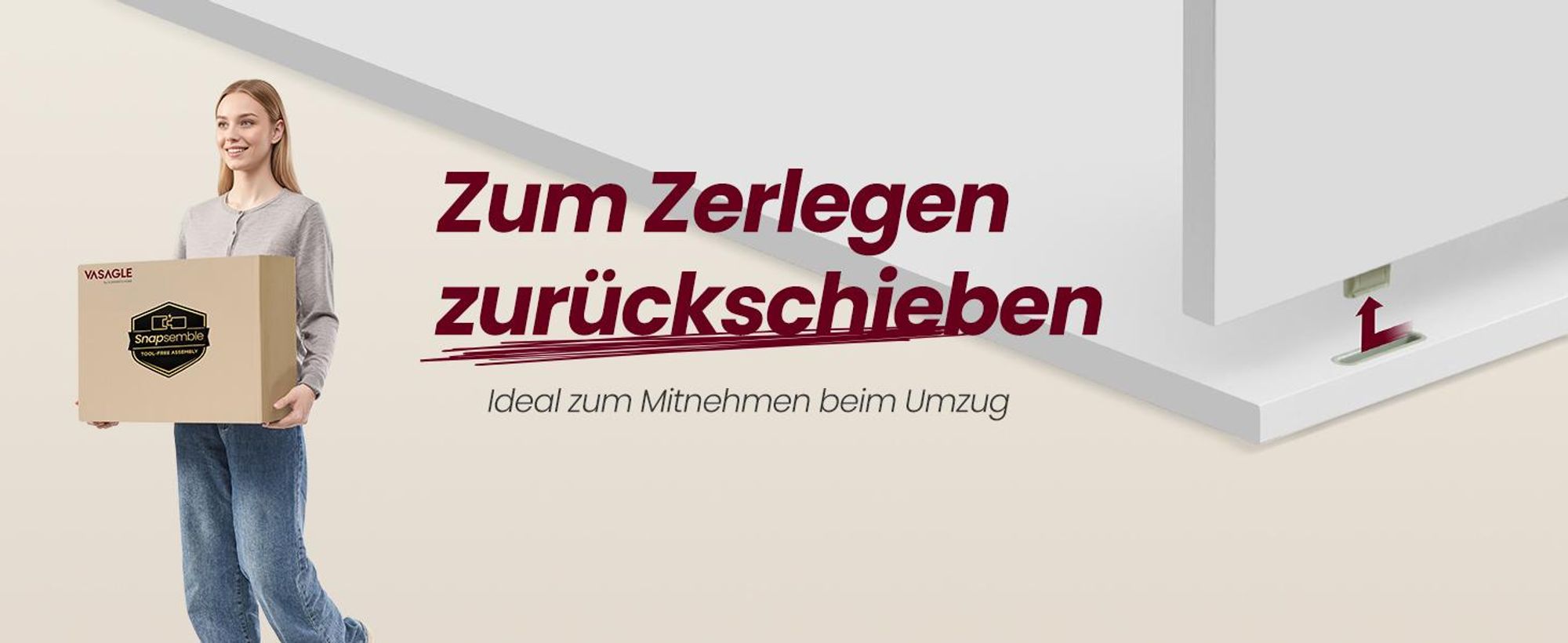 VASAGLE Nachttisch, Snapsemble – superschnelle Montage, 3 Ebenen, offen, weiß