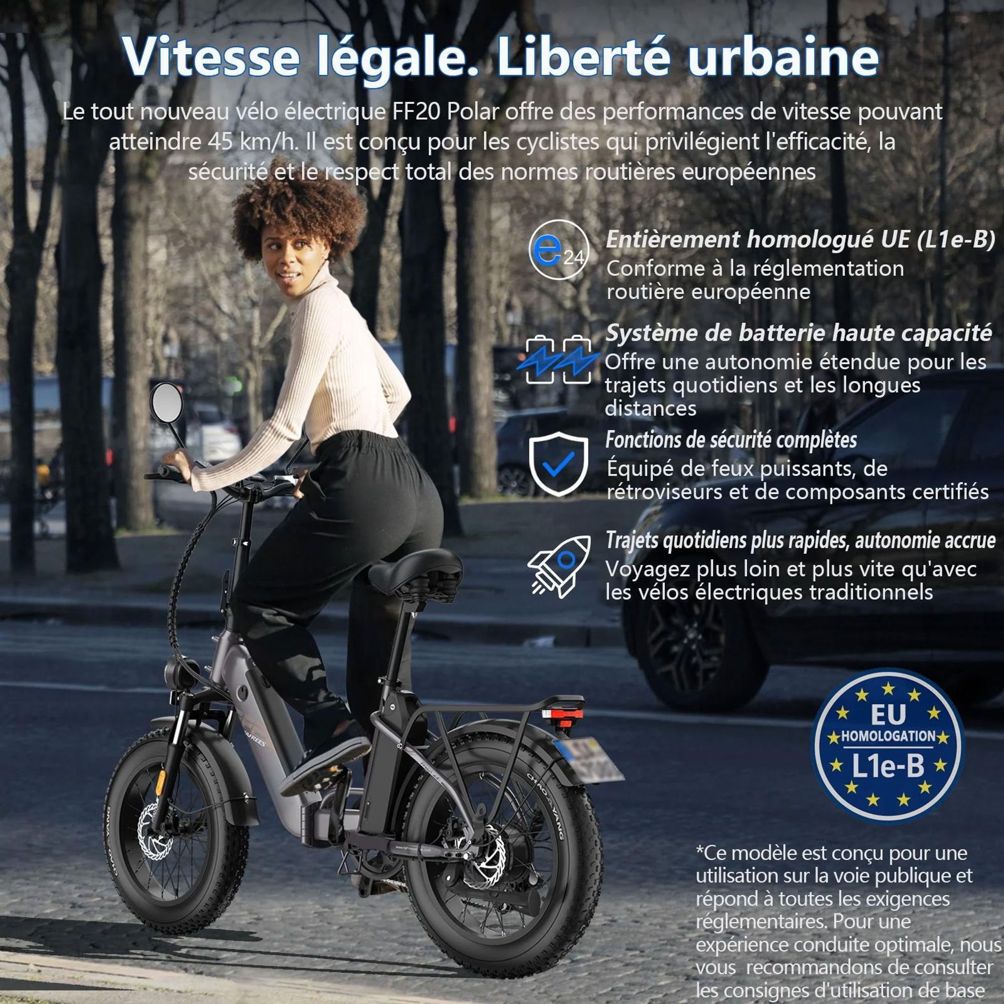 Vélo Électrique FAFREES FF20 Polar - Batterie 48V12*2AH 20" Frein à Disque Hydraulique - Gris Bleu