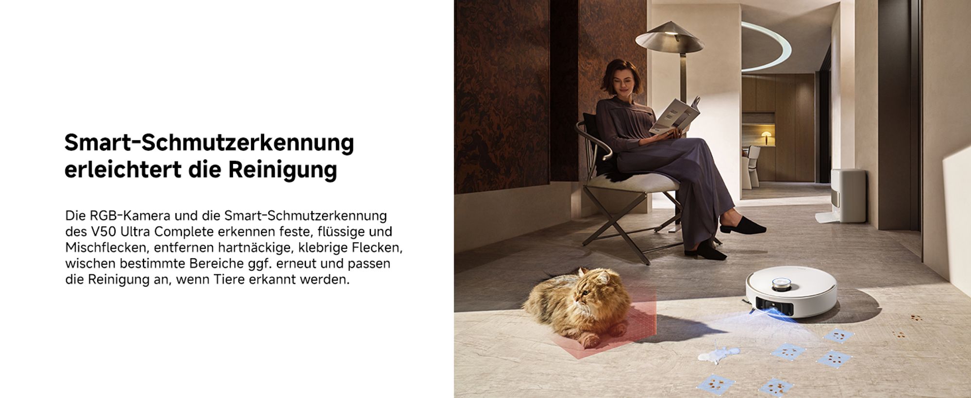 MOVA V50 Ultra Complete Saugroboter mit Wischfunktion, Einer Saugkraft von 24000Pa,anhebbare Navigation,Warmwasser-Wischen mit DuoSolution-System,Weiß