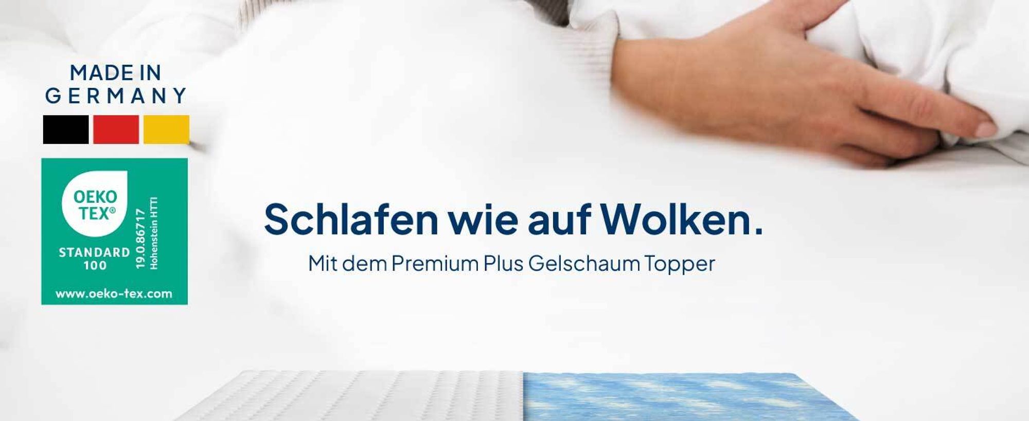 AM Qualitätsmatratzen | Premium Plus Gelschaum-Topper | 80x190 cm | 8 cm hoch | Bezug aus Lyocell | Antirutschfunktion | Umlaufendes Klimaband | Gel-Topper | 80 x 190 8cm