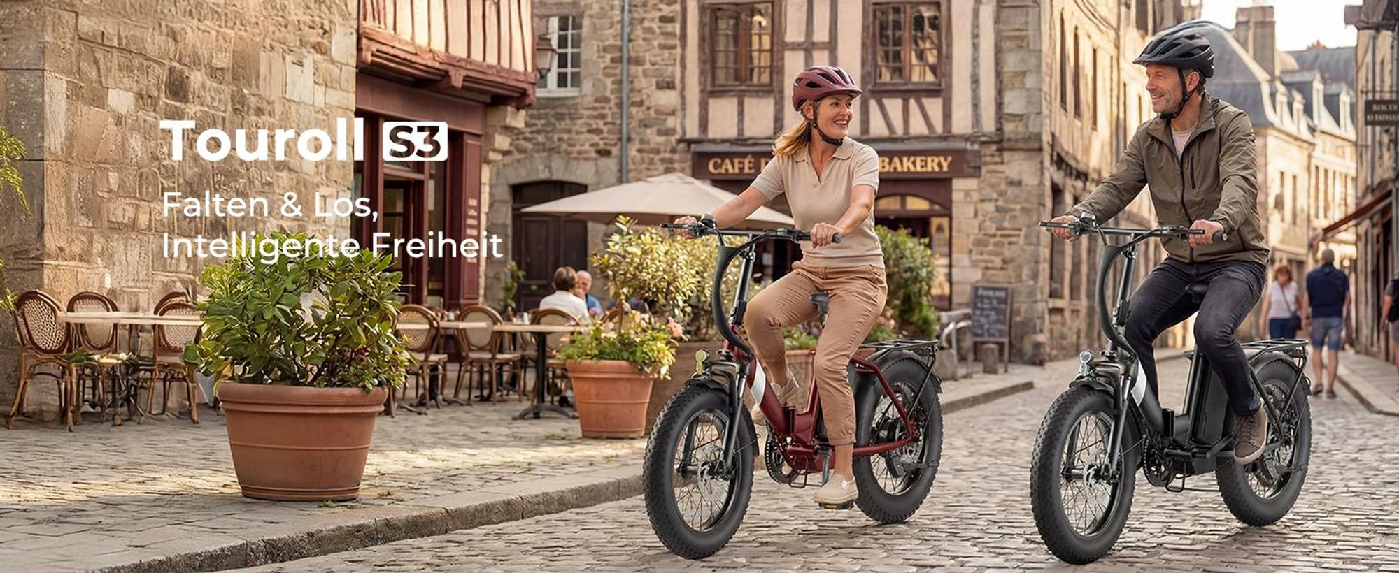 Touroll S3 Faltbares E-Bike 20×3.0 Zoll Fatbike, 65 km Reichweite, 450W Peak, Shimano 7-Gang