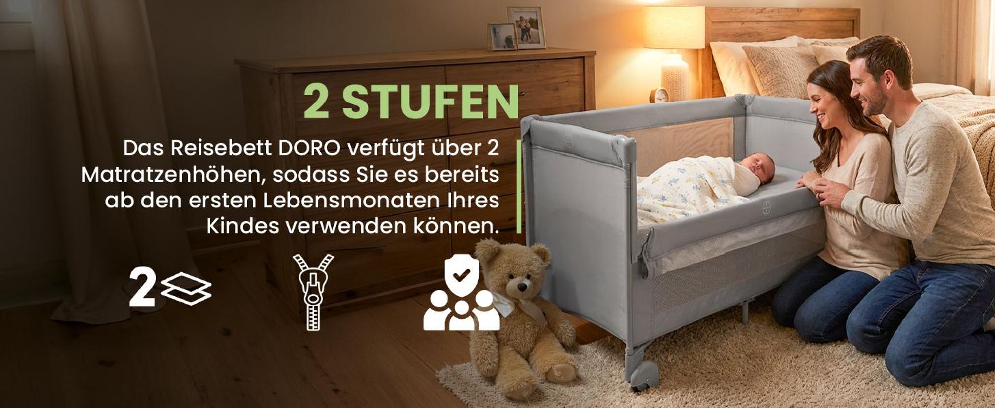Reisebett Baby Babybett Beistellbett Kinder faltbar mit Tragetasche 60x120