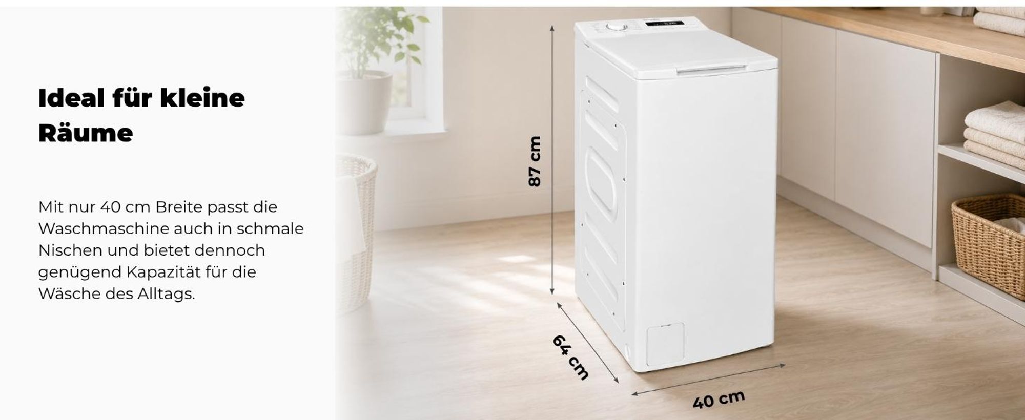 Exquisit Waschmaschine 7,5kg, Toplader, Waschmaschine schmal, Energieklasse A, 1200 U/Min, Startzeitvorwahl, Kurzprogramm, LTO51207-030A weiss