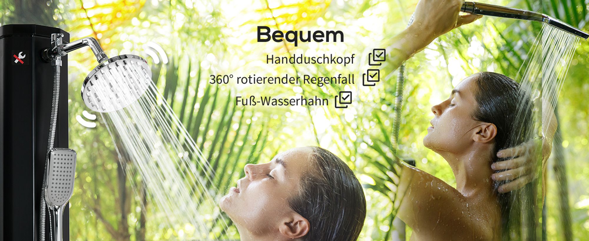 Outsunny Solardusche 35 Liter 0-55 ℃ warmes Wasser mit Wasserhahn und Regendusch
