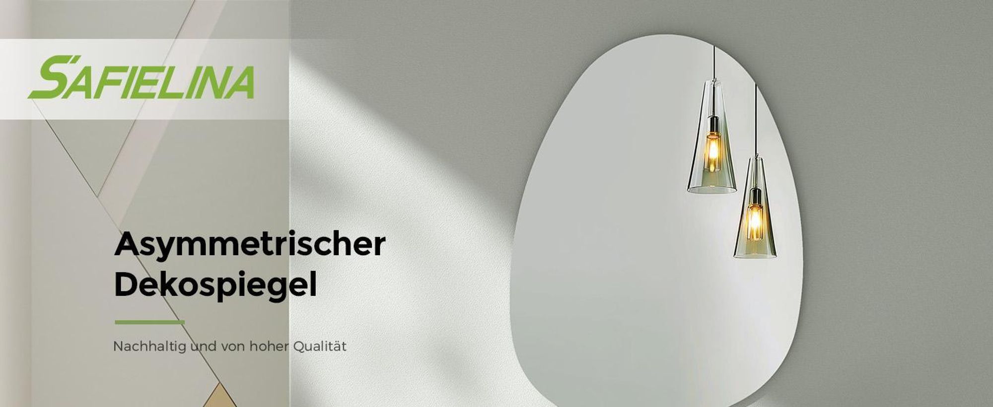 S'AFIELINA Wandspiegel asymmetrisch 75×55cm ohne Rahmen Deckospiegel Badspiegel für Wohnzimmer, Badezimmer und Schlafzimmer