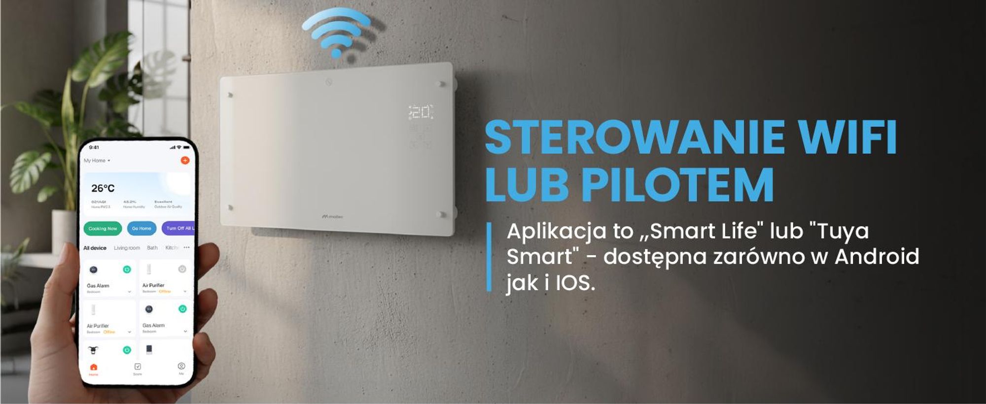 Szklany grzejnik konwektor stojący oraz na ścianę