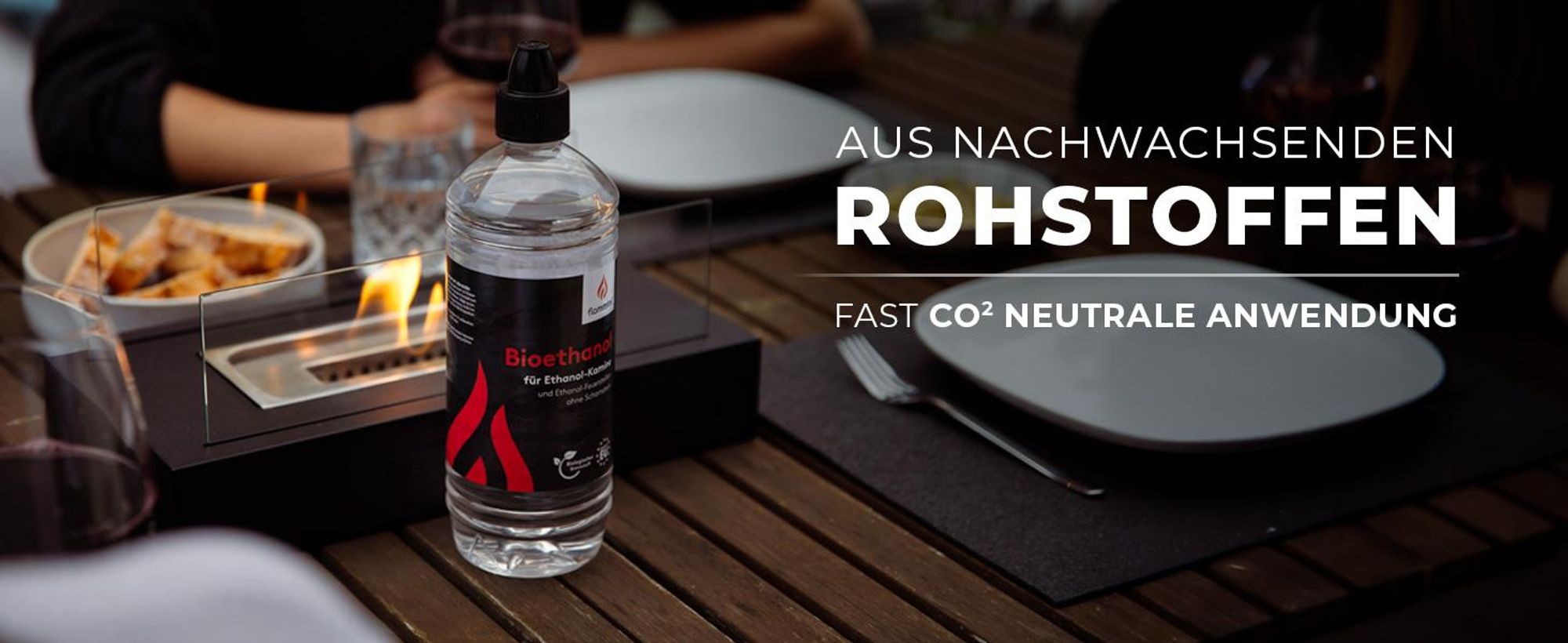 Flammtal – Bioethanol für Tischkamin [6x1 Liter] – Rußfreies  Ethanol – Tischkamin Indoor & Outdoor – Nachhaltiges Bioethanol – tolles Flammenbild