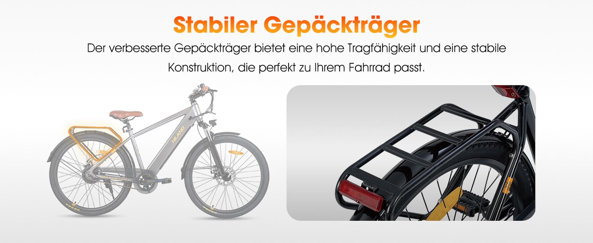 Hiland 26 Zoll 250W Elektro-Mountainbike, 36V 7.8Ah Akku, Elektrofahrrad für Männer Frauen mit Lampe, Gepäckträger, Stoßdämpfende Vorderradgabel, Weiß