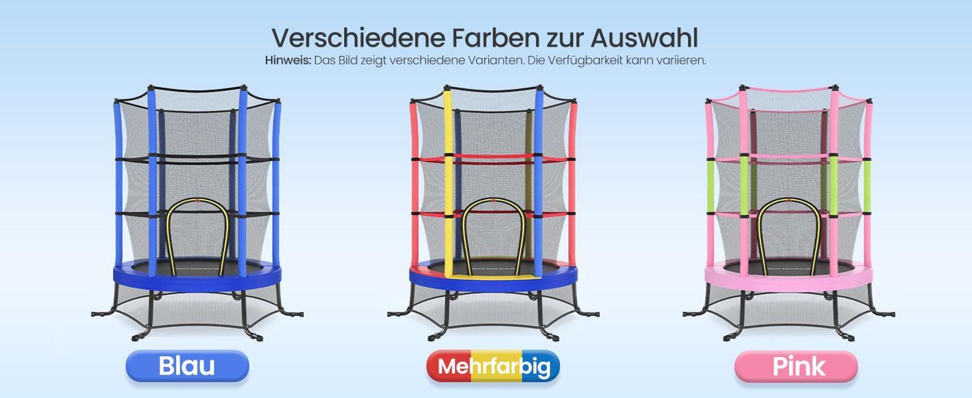 SONGMICS Trampolin Kinder, 174 cm Gartentrampolin mit Sicherheitsnetz, Mini-Trampolin für innen und außen, Stahlrahmen, pink