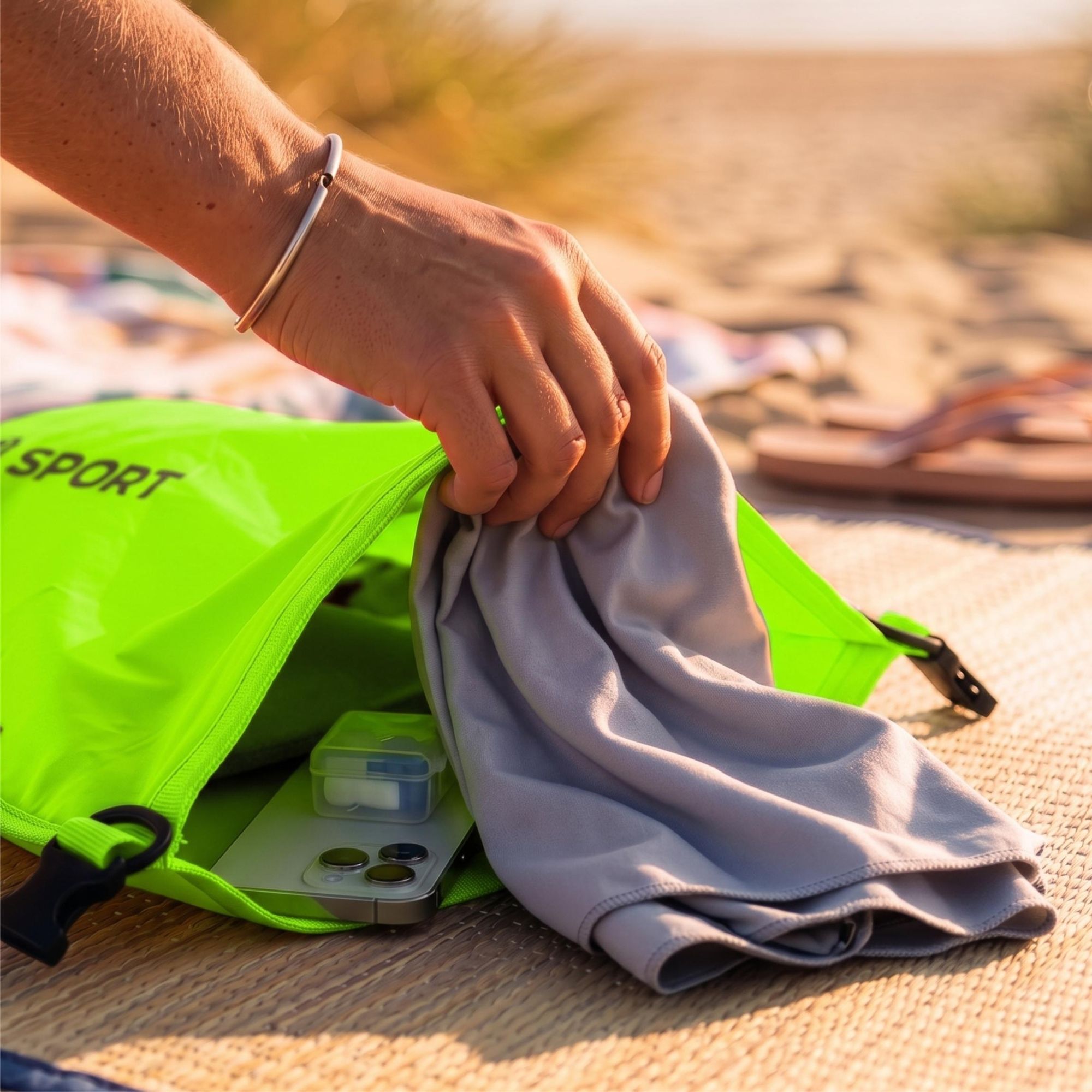 EVI SPORT AquaShield Schwimmboje 20L, Sicherheitsboje mit Trockentasche, Aufblasbar, Verstellbarer Gurt für SUP & Freiwasser, , Neongrün