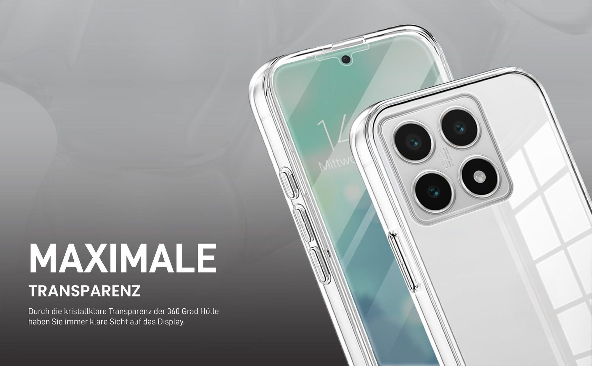 Transparentes 360 Grad Cover Front Back für Xiaomi 14T Pro