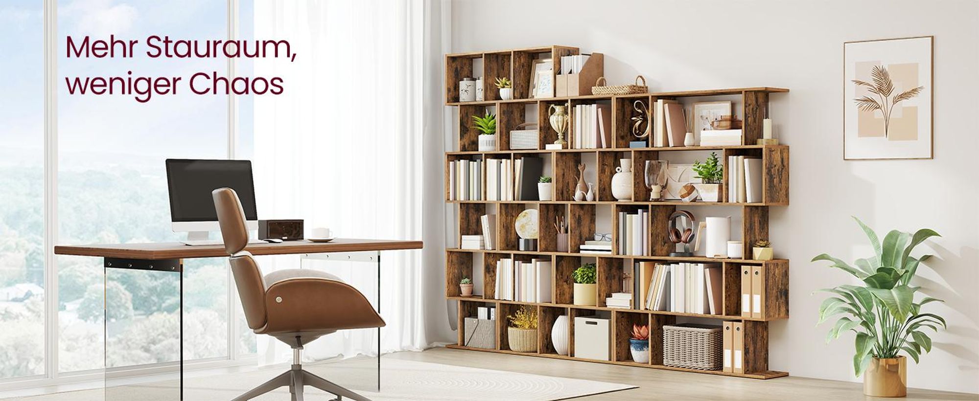 6 stöckiges Bücherregal, 24 x 40 x 191 cm, Standregal, Büroregal, freistehend