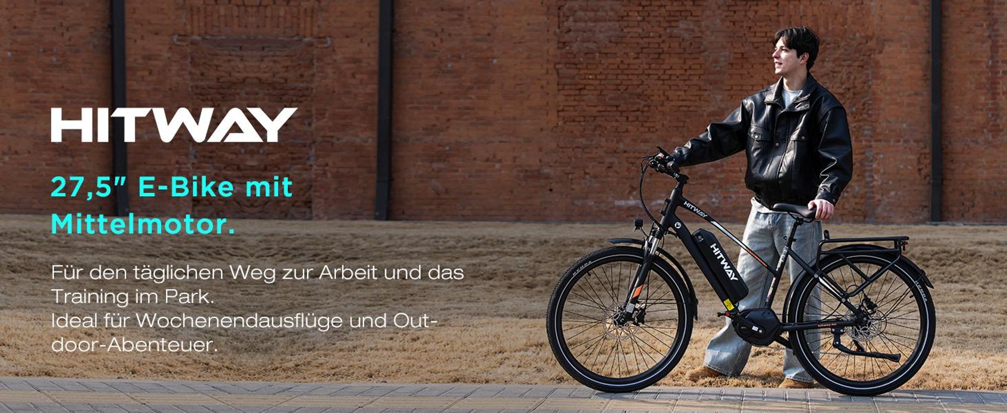 HITWAY BK-U1 E-Bike mit Mittelmotor, bis zu 180 km Reichweite, 36V 13Ah Akku, 27,5" × 2,2" Reifen, 7-Gang, 25 km/h, Federgabel, Scheibenbremsen