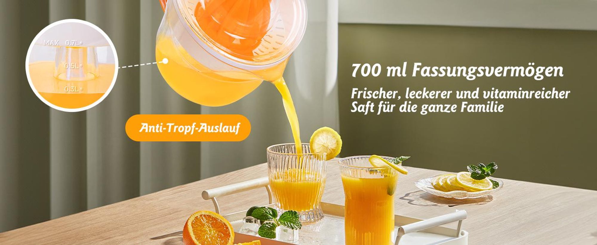 Aigostar Orangenpresse, Zitruspresse, Entsafter Saftpresse Elektrisch 2 Kegel, Orangenpresse, Zitruspresse , 40W, Hohe Saftausbeute, Tropfsicherer