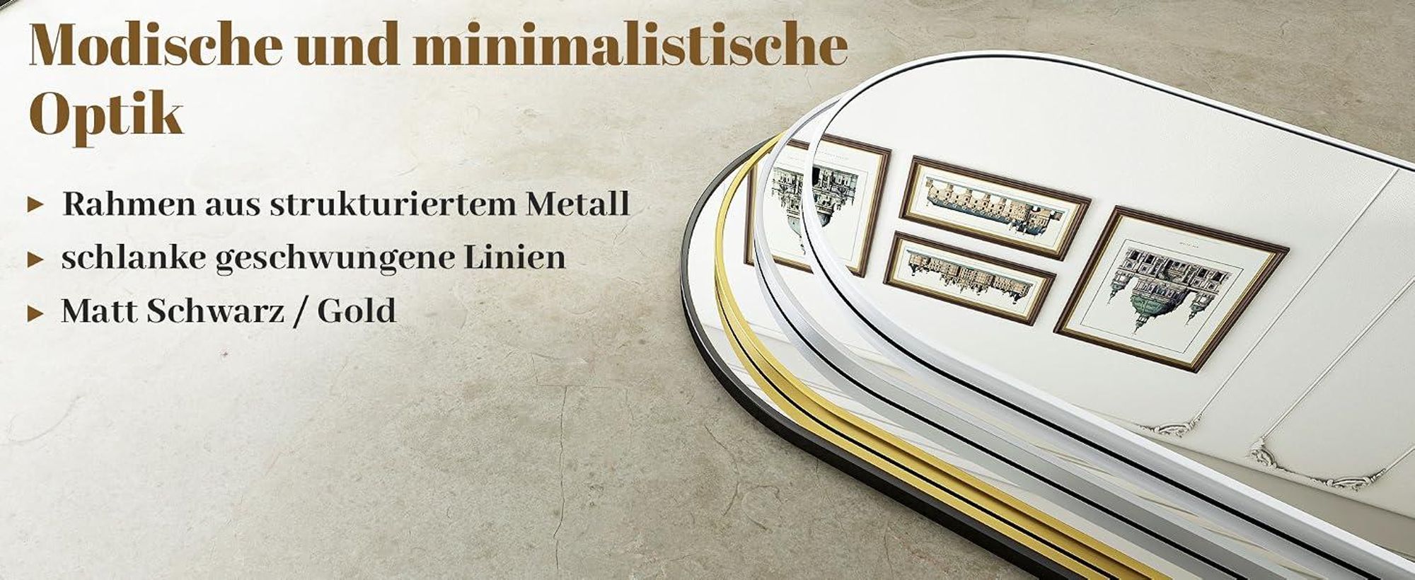 Koonmi Wandspiegel 51×76cm mit Aluminiumrahmen,dekorativer HD Wandspiegel Schminkspiegel für Badzimmer, unbrechbarer Spiegel Schwarz