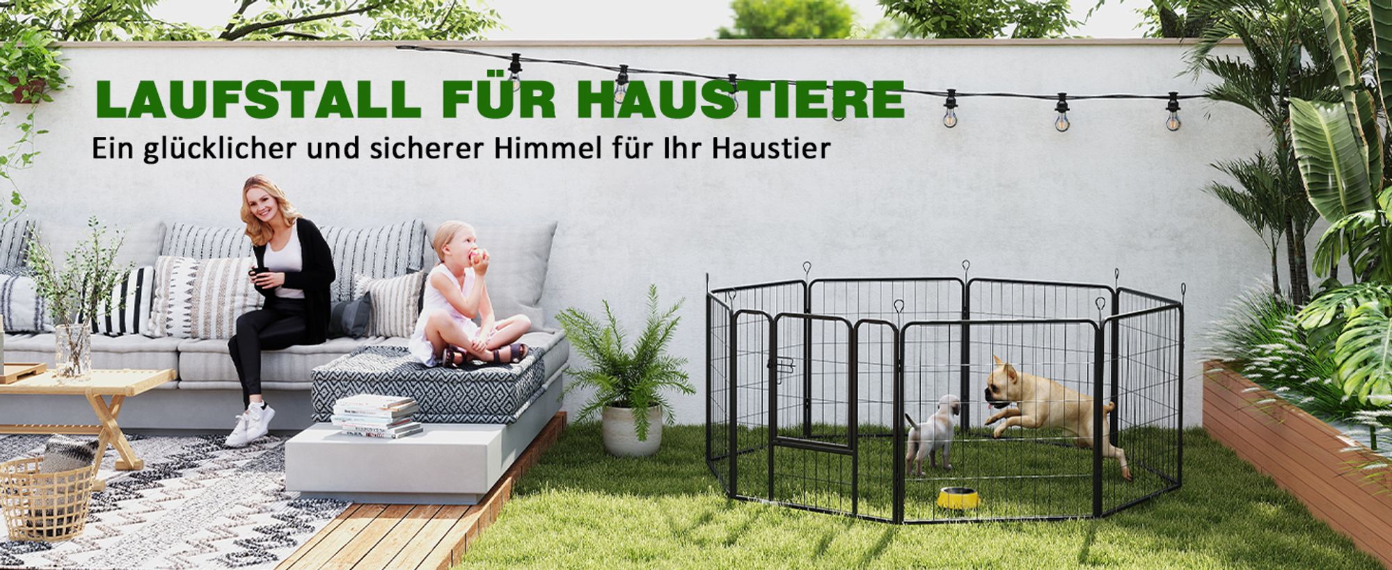 PawHut Welpenauslauf Laufstallr Laufgitter individuell gestaltbar Metall