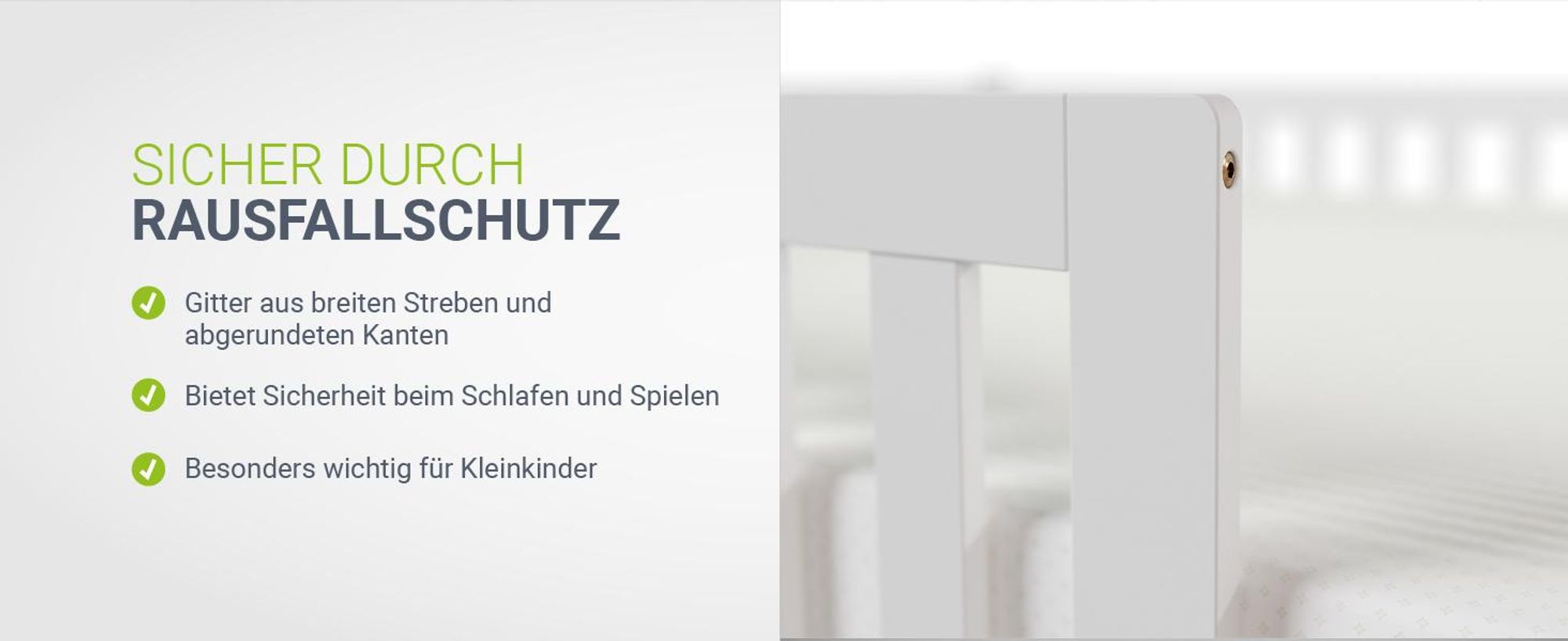 Juskys Kinderbett Naya 90x200 cm mit Matratze, Rausfallschutz & Lattenrost - Holz Weiß