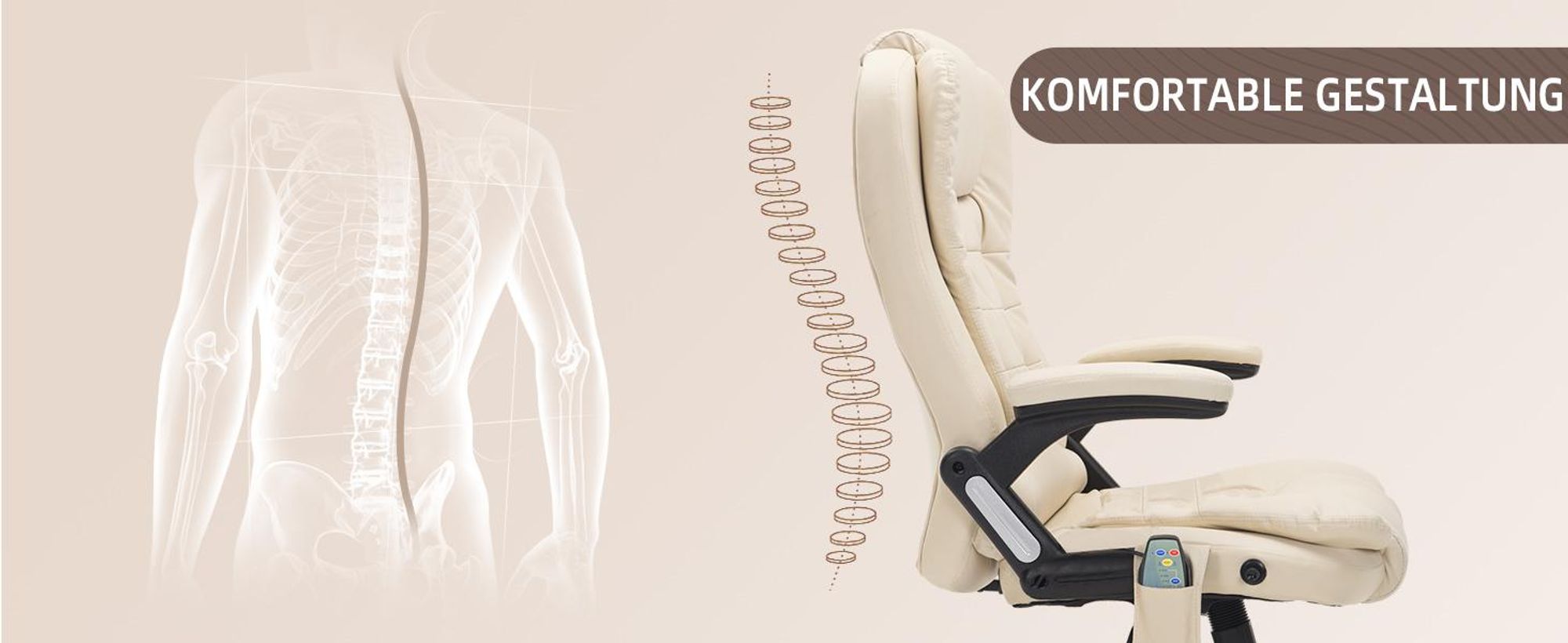 HOMCOM Massagesessel Bürosessel Chefsessel Sessel Drehstuhl mit Wärmefunktion