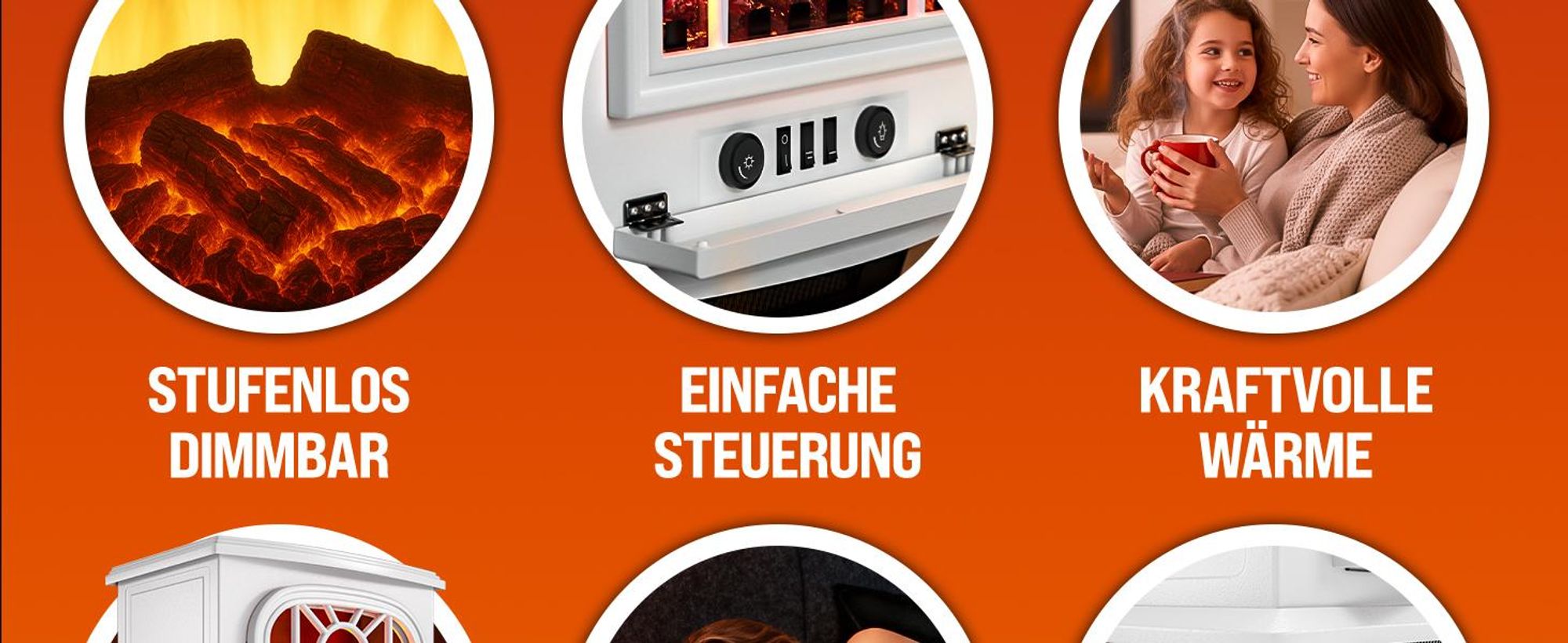 MONZANA® Elektrokamin mit LED Flammeneffekt Heizlüfter 2000W 2 Heizstufen Thermostat Kamin Feuer Ofen Heizstrahler Wohnzimmer Heizung 60x50x30cm Weiß