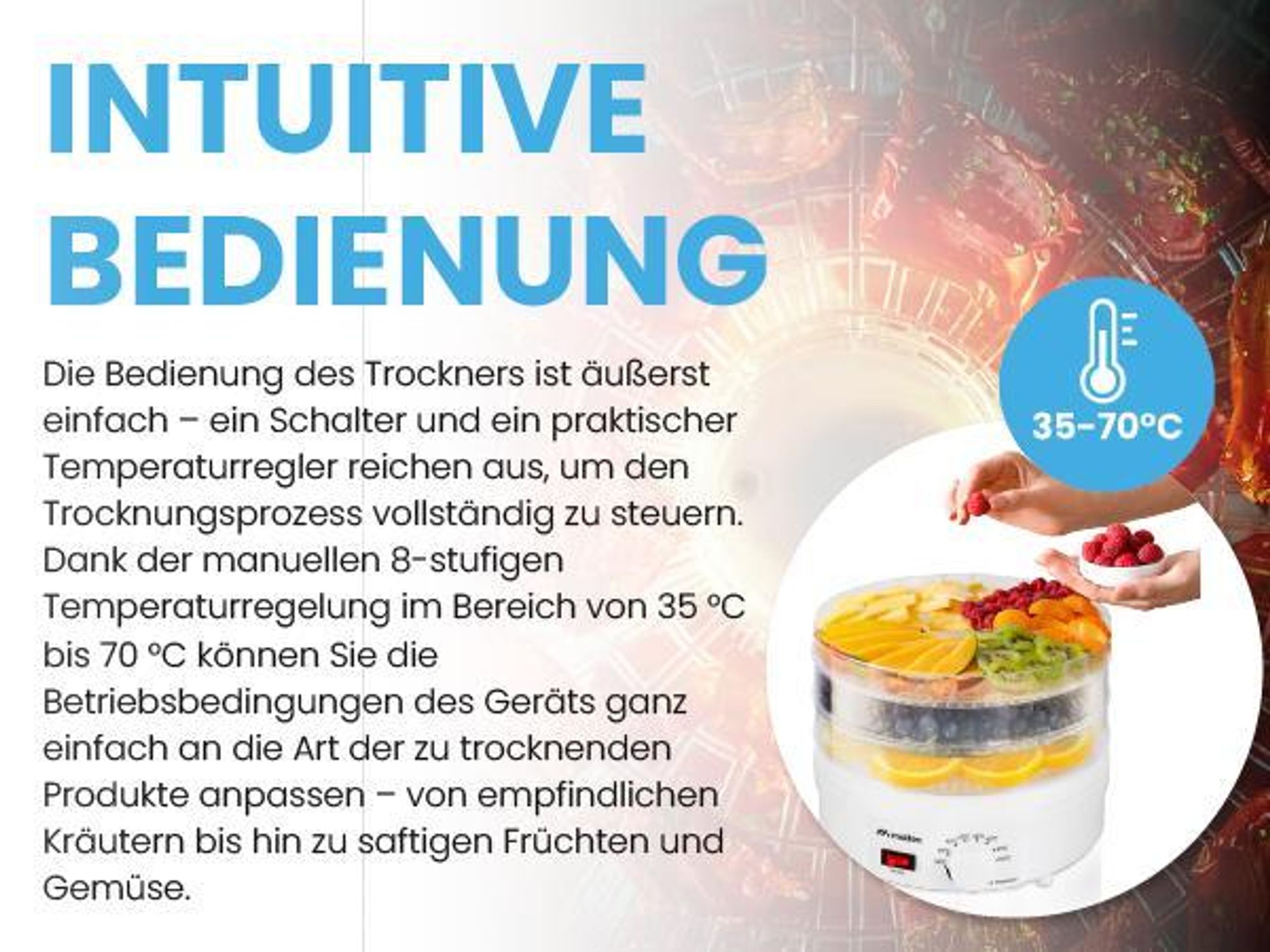 Dörrautomat Dörrgerät für Obst Gemüse Pilze 5 Etagen Dehydrator Lebensmitteltrockner