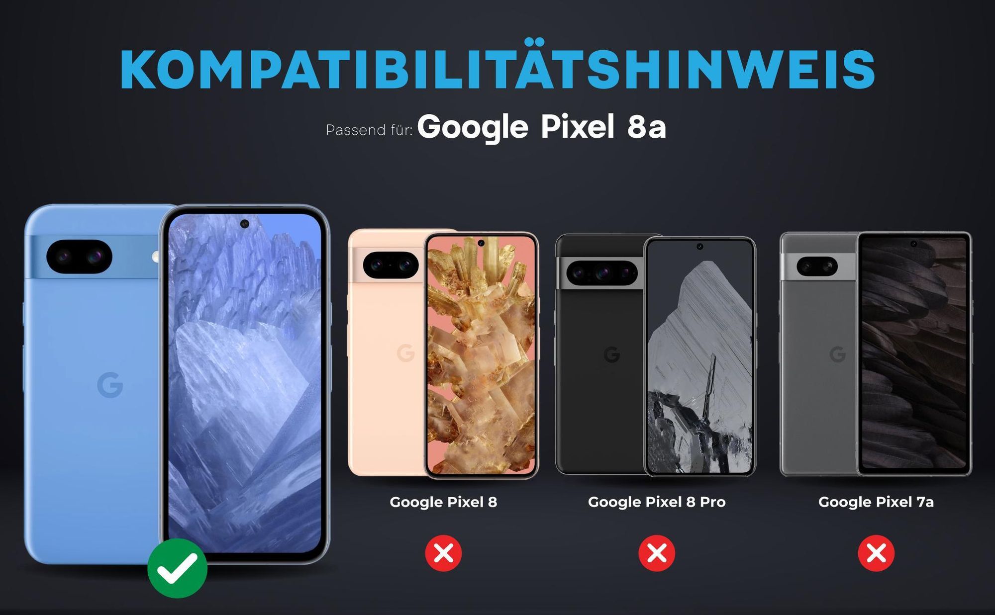 Kompatibilitätshinweise Kameraglas für Google Pixel 8a