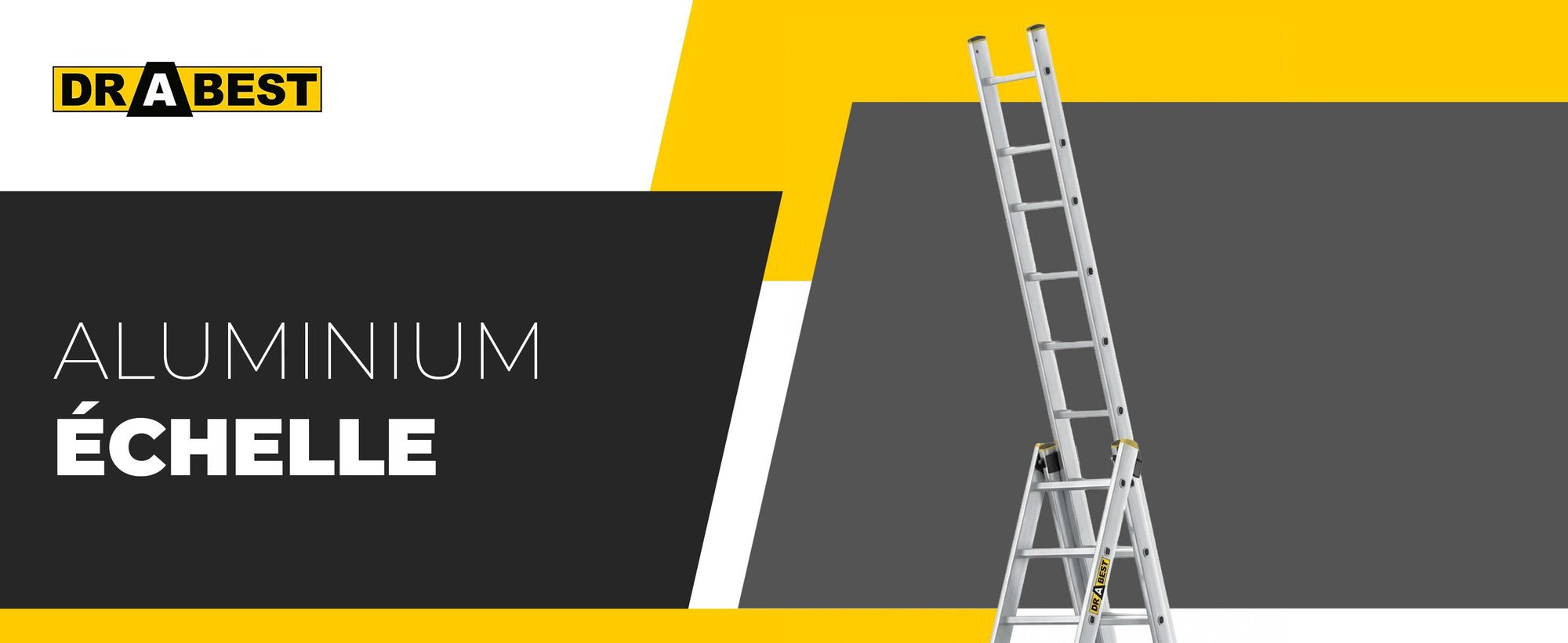 Drabest | Échelle Aluminium 3 Éléments 3x11 Marches 150 kg - Antidérapante - Polyvalente - Sécurisée