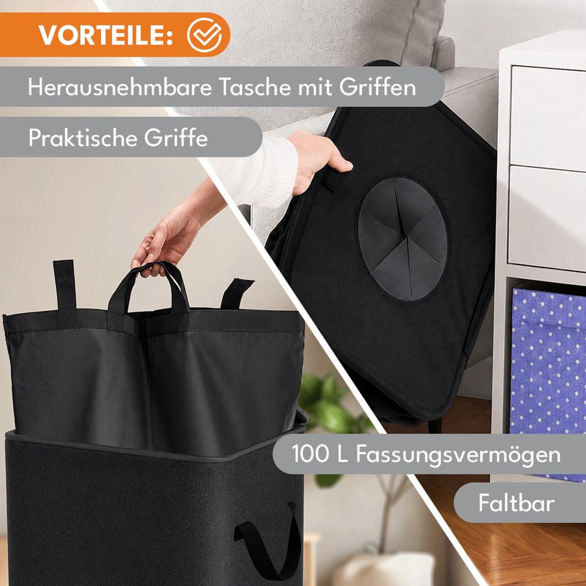 KRUMAD Pfandflaschen Behälter 100L, Faltbarer Flaschensammler aus Oxford 600D, Leergut Aufbewahrung für Haushalt & Wäsche
