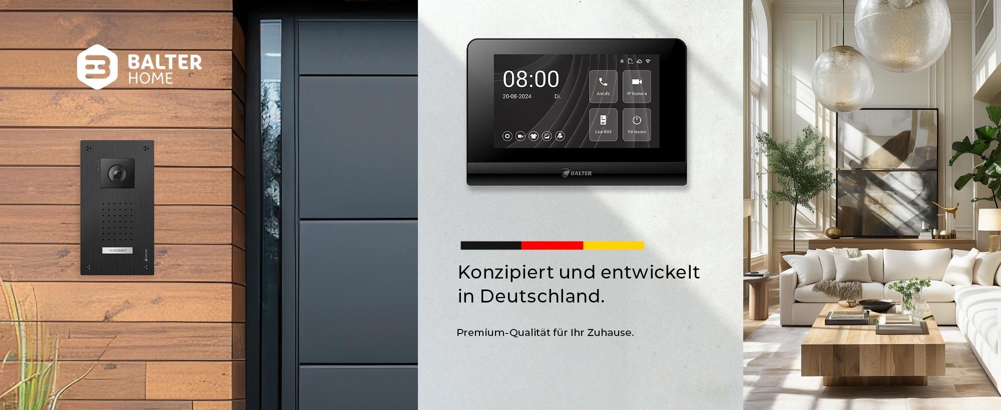 Entri L Video Türsprechanlage, 1 Familienhaus mit 7-Zoll Monitor, 2-Draht, Unterputz, Video Türklingel Smartphone App, Full HD Kamera, schwarz