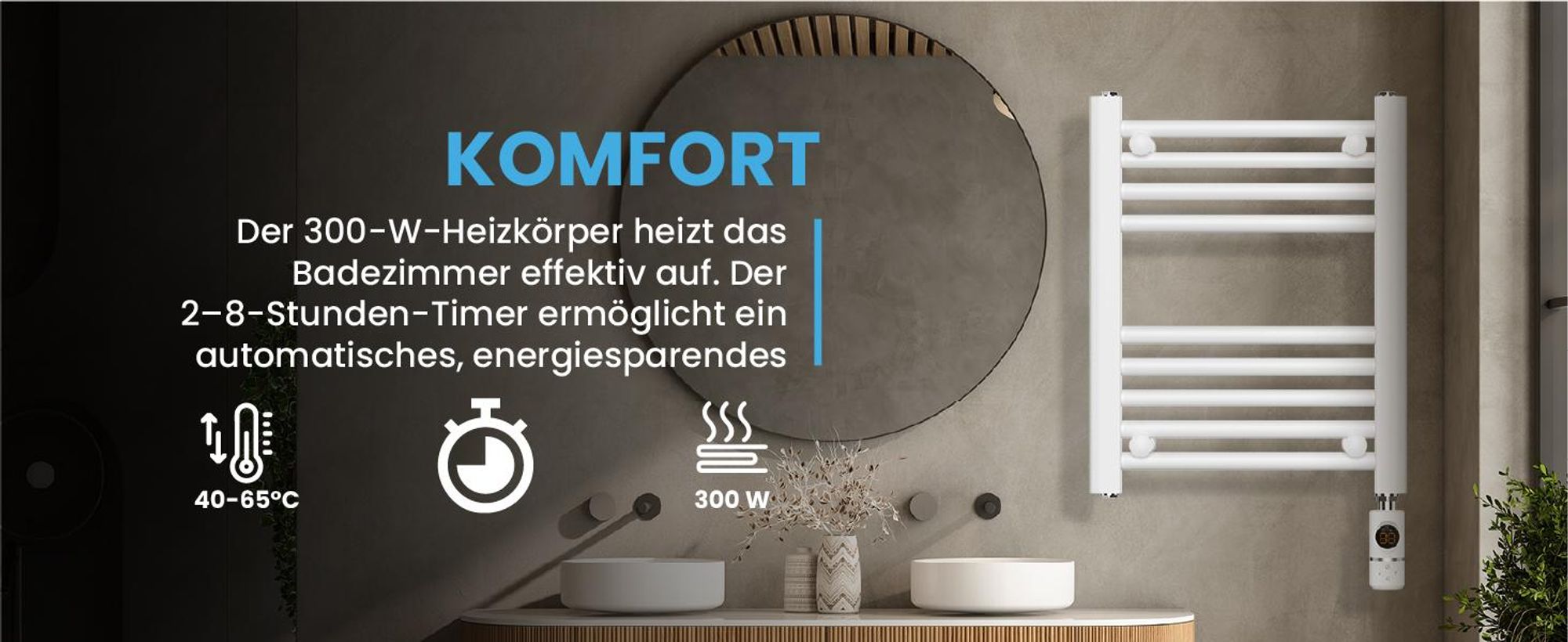 Elektrischer Badezimmer Badheizkörper mit Thermostat