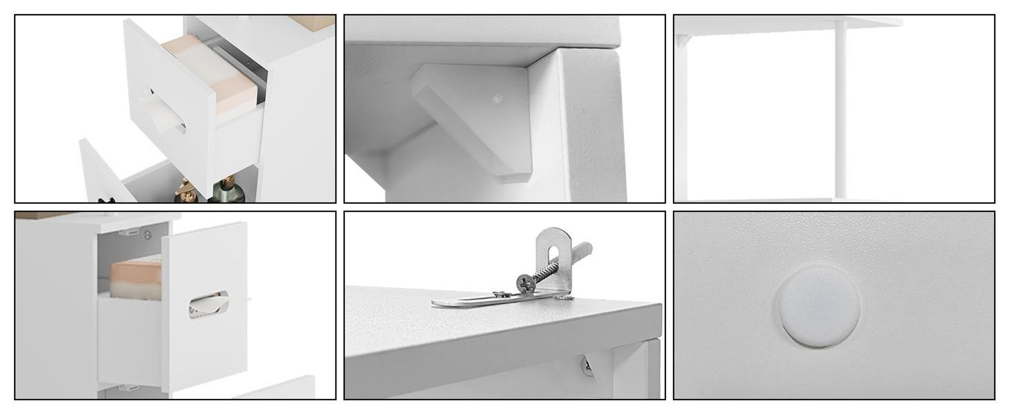 Puluomis Badezimmschrank Badkommode mit Schubladen, Hochschrank schmal 40x23x167 cm,Stauraum Schrank für Bad, Küche, Wohnzimmer, MDF, Weiß