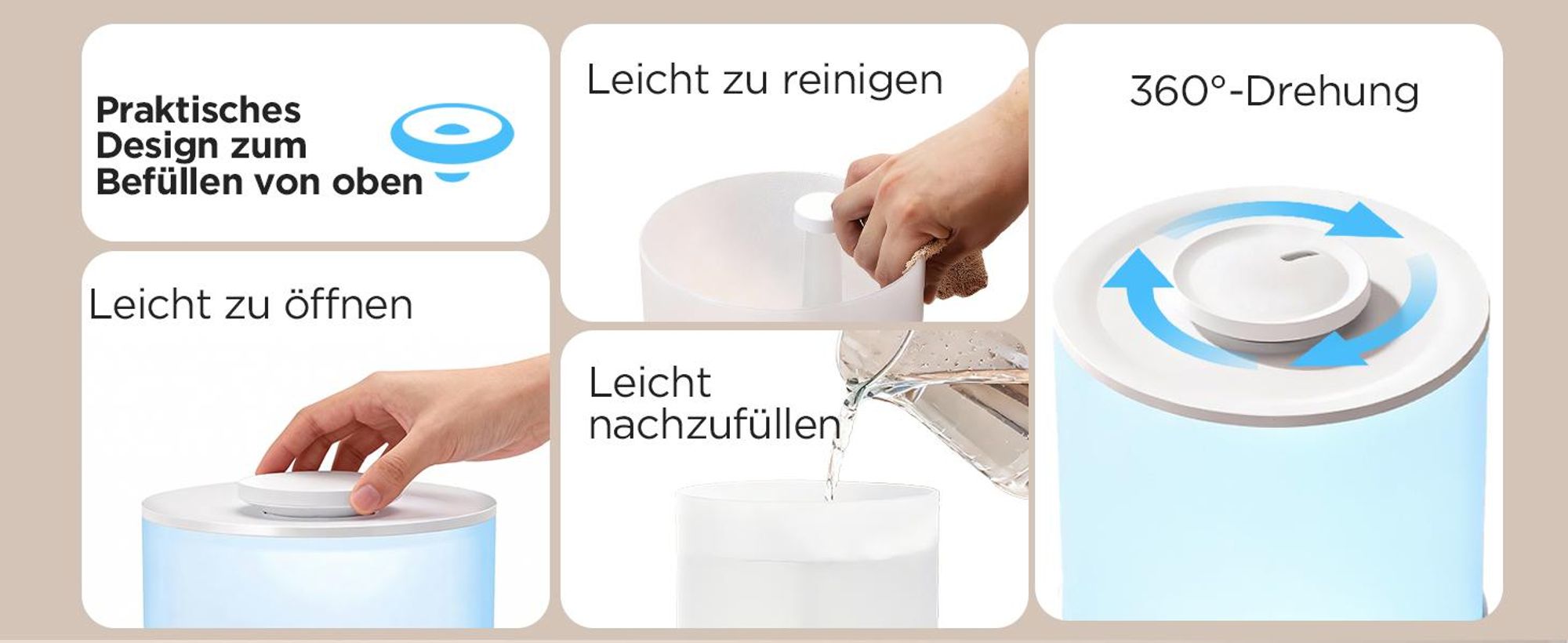 Aigostar - für Schlafzimmer Leise individuelle Luftfeuchtigkeit 7 Farblichter