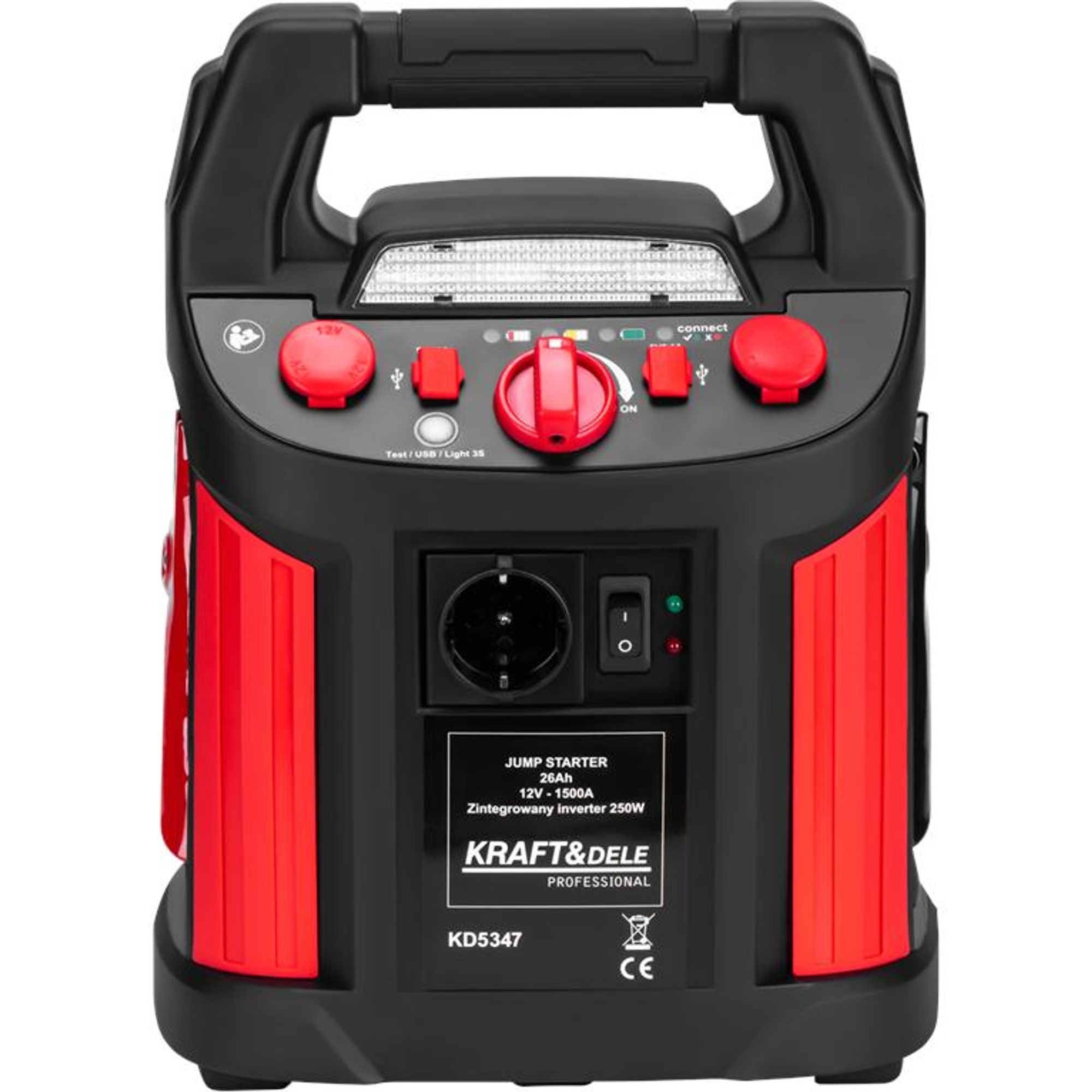 KRAFT&DELE | Jump Starter, 1200/700A, 26Ah, 12V, Wechselrichter, Starthilfe Powerbank mit Kompressor, Spitzenstrom Starter Powerbank für 12V Fahrzeuge