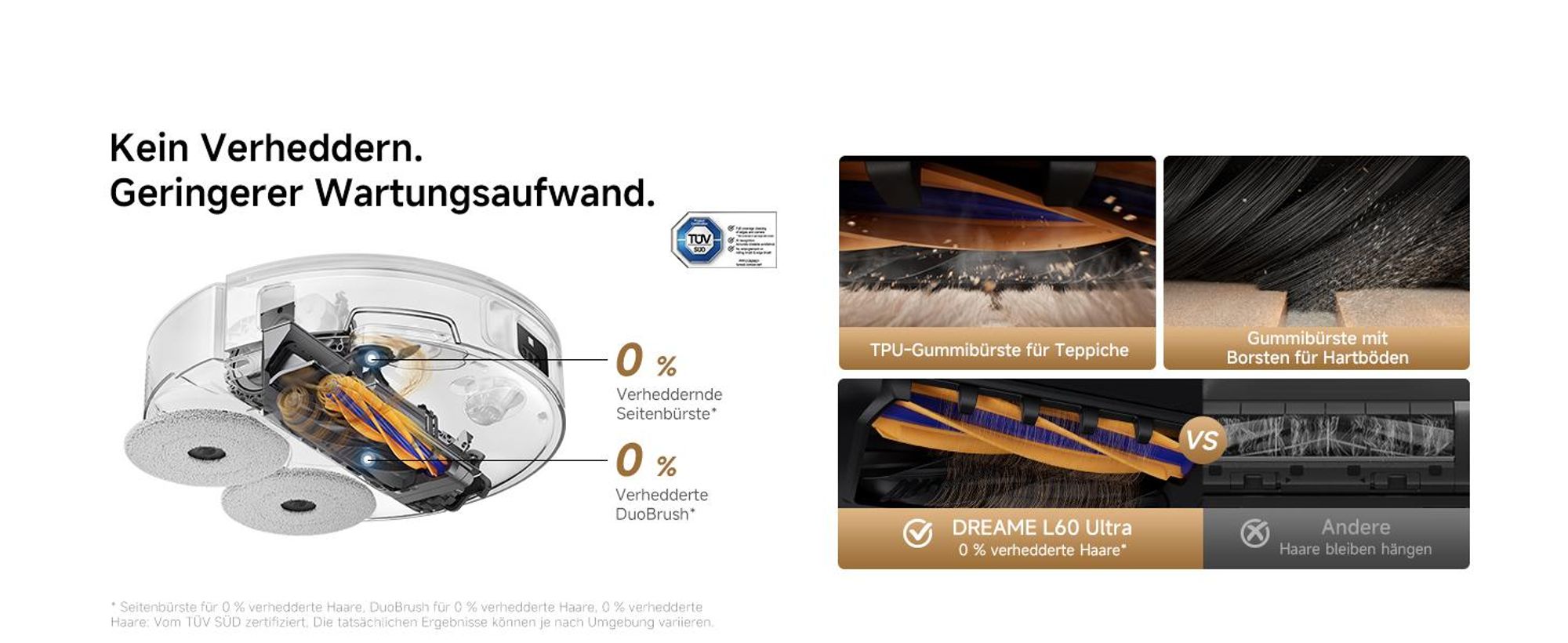 Dreame L60 Ultra Saugroboter mit Wischfunktion,35KPa Saugkraft,KI-3D-ToF-Vision,100°C Selbstreinigung,Doppelflexarme,ausziehbare Seitenbürste,Autolift