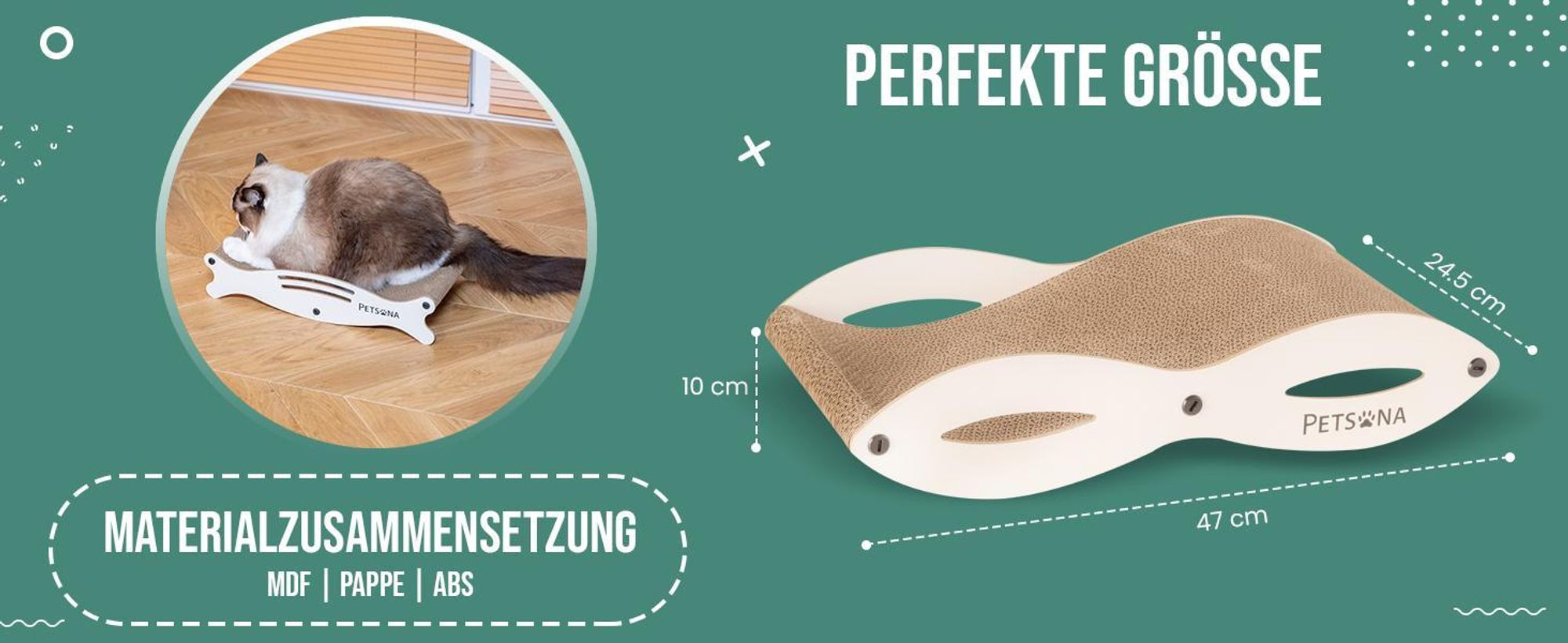 Petsona Kratzbrett Für Katzen Natürlicher Katzenkratzer Spielplatz Kratzpappe & Kratzteppich Für Katze Katzenspielzeug Selbstbeschäftigung, Natürlich