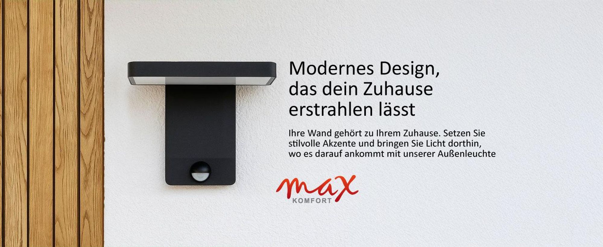 LED Außen-Wandleuchte 3015A1 Schwarz mit Bewegungsmelder, 9W, 900lm, IP44, warmweiß