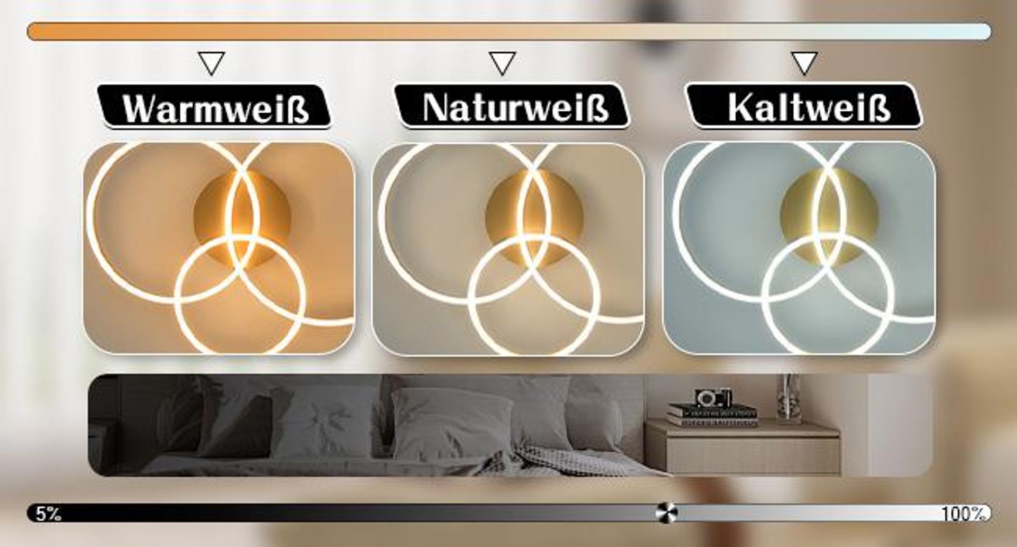 ZMH LED stropná lampa 74W Stmievateľná 82CM Zlatá Lampa do spálne s diaľkovým ovládaním 3 krúžky Stropné osvetlenie pre spálňu a kuchyňu