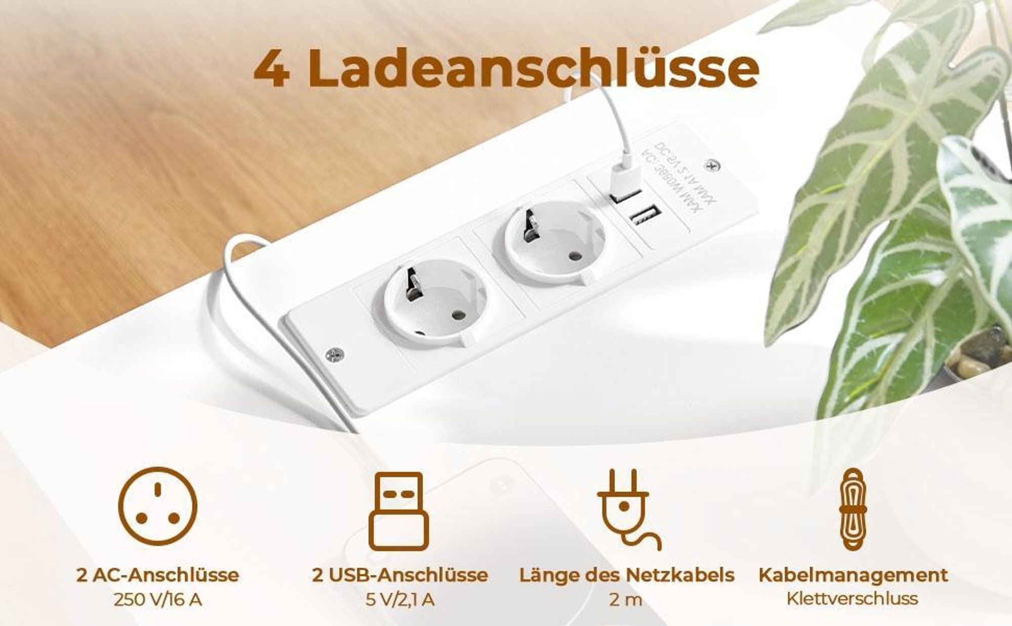 Yaheetech 2er Set Nachttisch mit Steckdose & USB, 3 Schubladen Beistelltisch mit 2 AC- und 2 USB-Anschlüssen, Weiß
