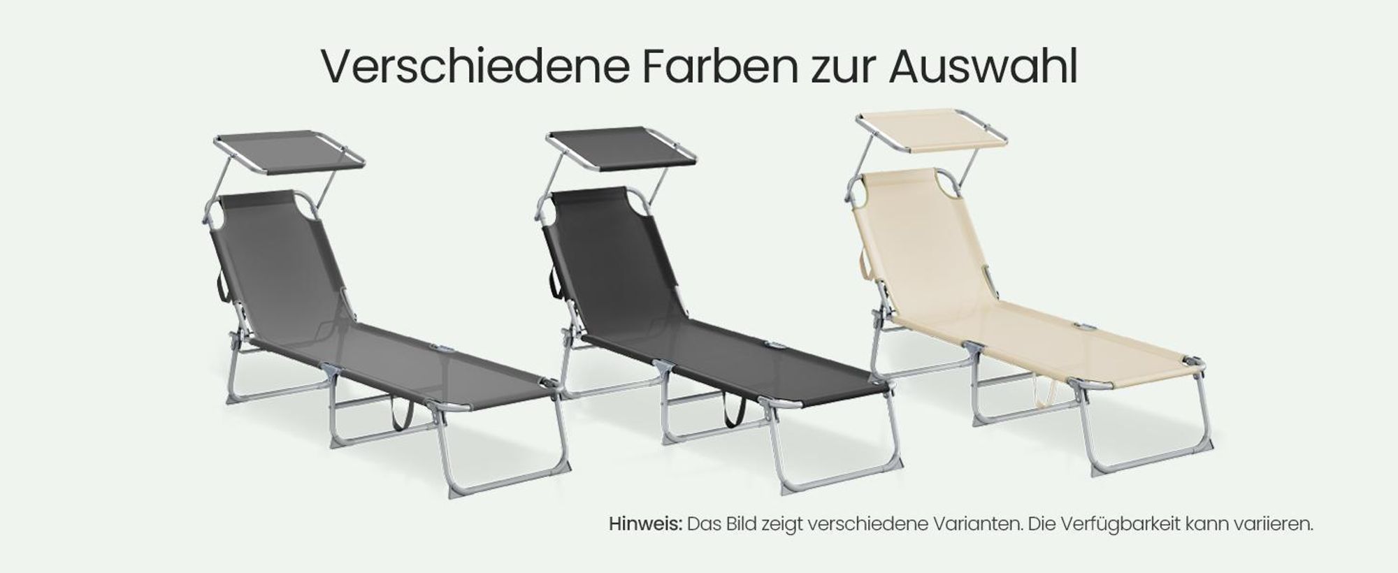 SONGMICS Sonnenliege klappbar, belastbar bis 110 kg, verstellbare Sonnenblende, Rückenlehne, beige