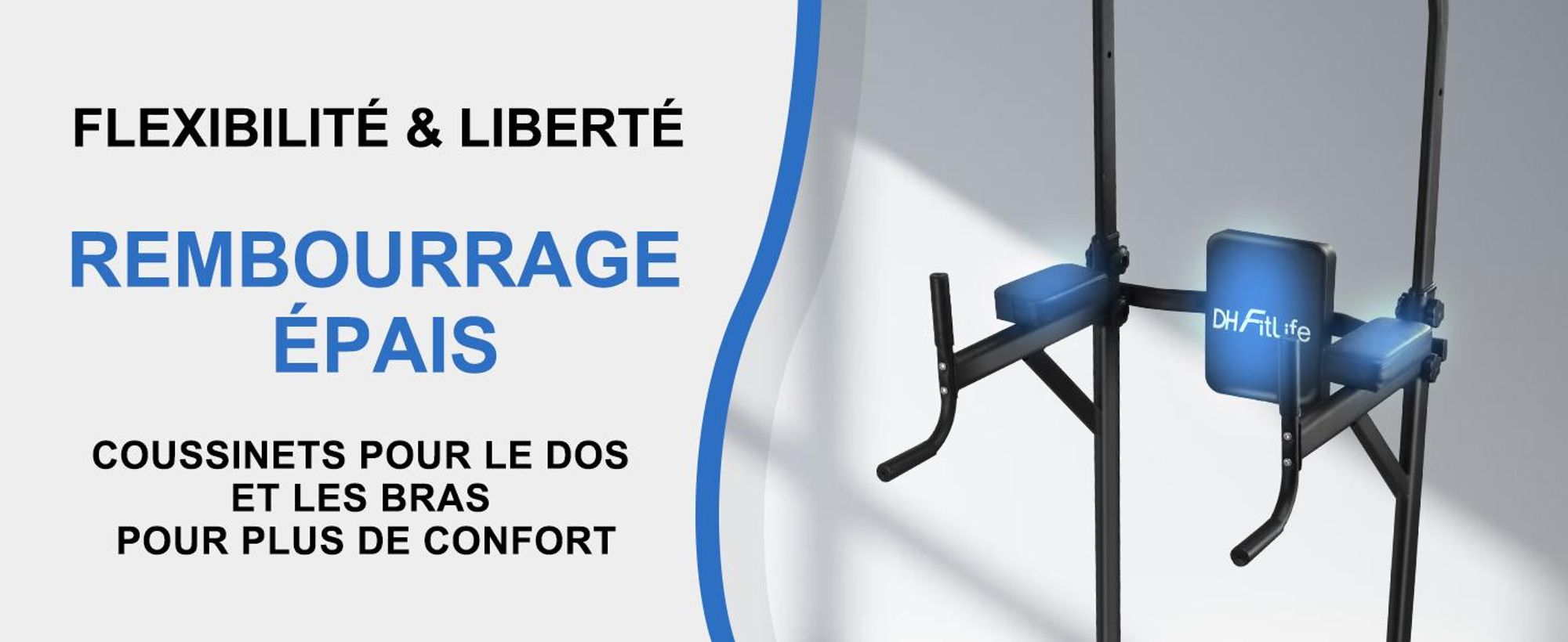 DH FitLife Power Tower Dip Station – Station de Musculation avec Barre de Traction et Barres de Dip pour Entraînement à Domicile