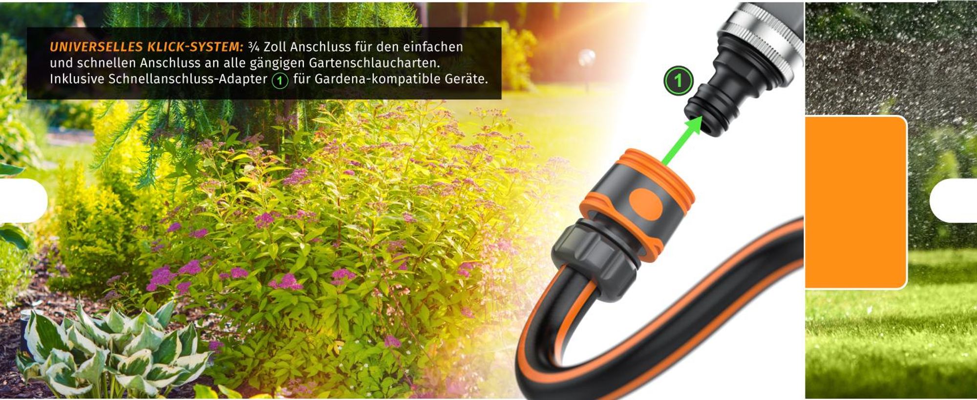 Brandson Impulsregner, Kreisregner, Vollmetall-Rasensprinkler 360°, Impulskreisregner, bis 314 m², einstellbar & robust, bis 20 m Reichweite, Metall, Zink, Gardena-kompatibel
