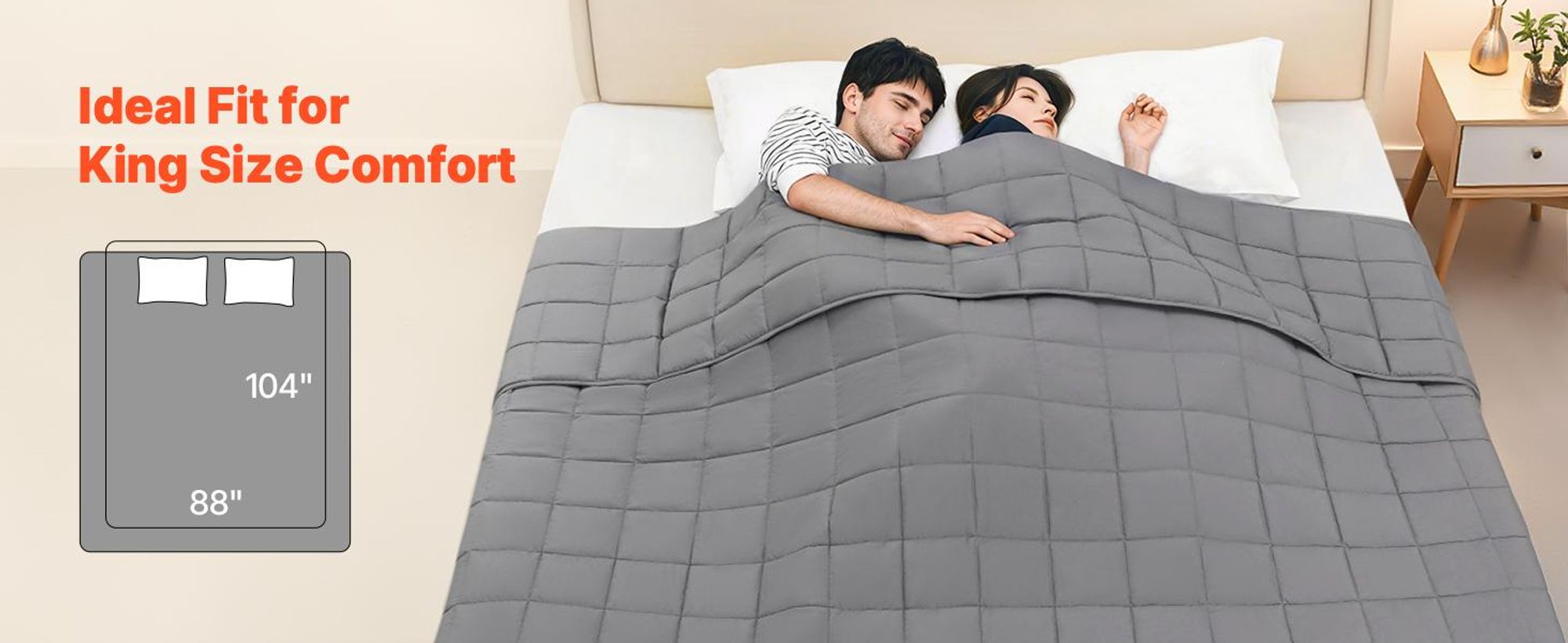 VEVOR Gewichtsdecke, 9 kg, therapeutische Decke, 2235 x 2640 mm, extragroß, für Erwachsene von 90–113 kg, lindert Angst und Stress, grau