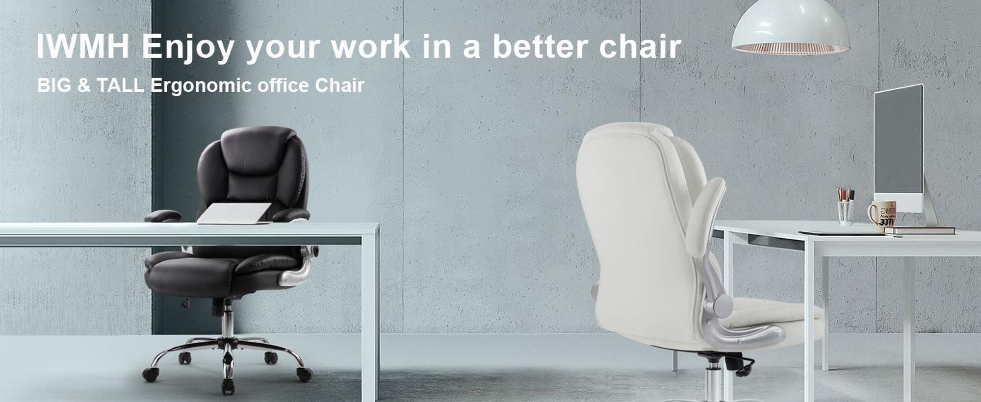IWMH Chefsessel Ergonomisch Bürostuhl mit Klappbarer Armlehnen, höhenverstellbar Schreibtischstuhl mit Lendenstützte, Stoff Chefsessel - Grau
