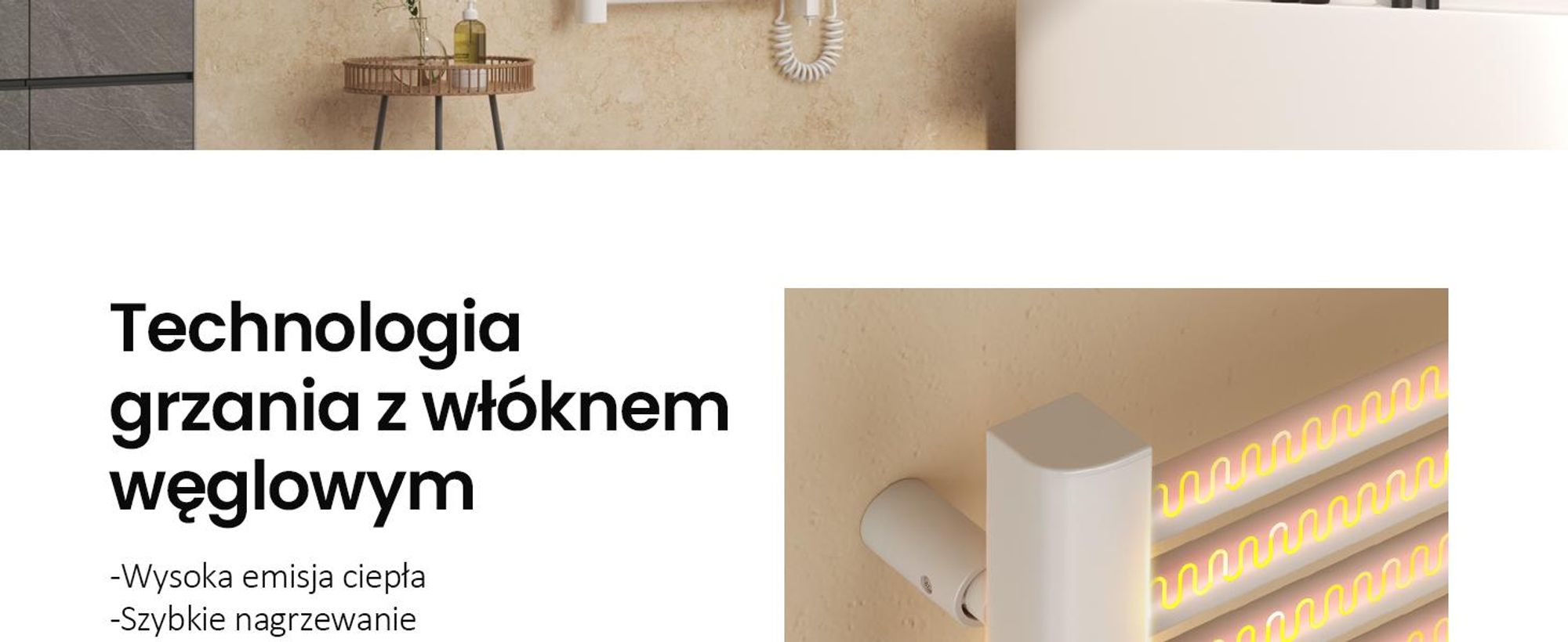 EMKE Grzejnik łazienkowy elektryczny 1200x400 mm, 450W biały, timer dotykowy i programator tygodniowy, suszarka do ręczników